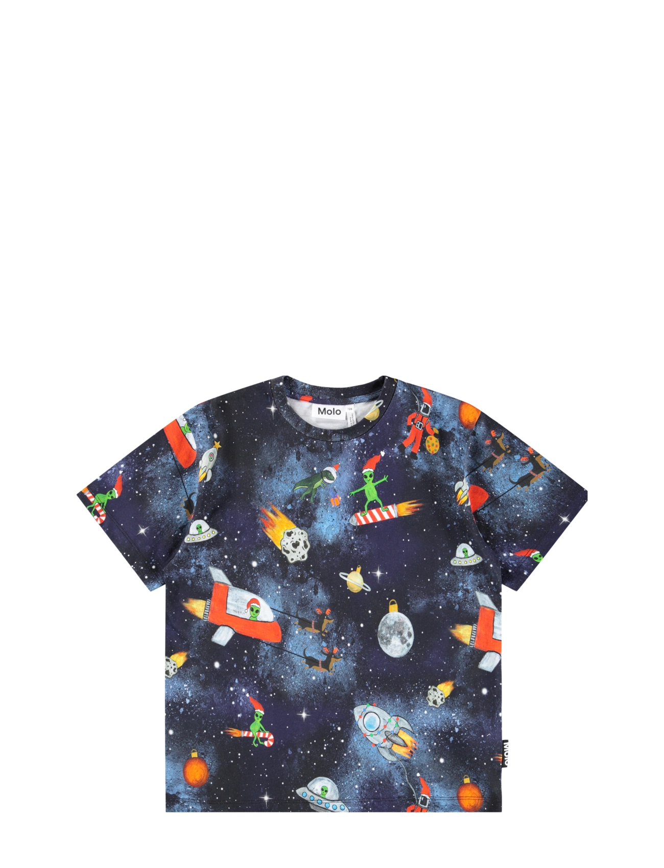 Molo Riley, Børn, Børne Jule Rum T-shirt, Navy, Str: 98