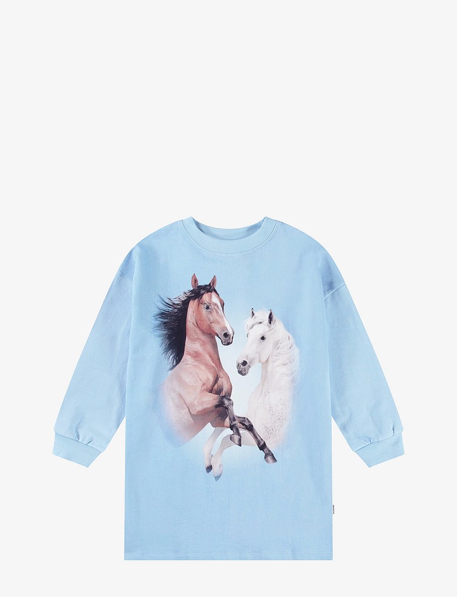 Molo - Cyrella - langärmelige freizeitkleider - bleu horses - 0