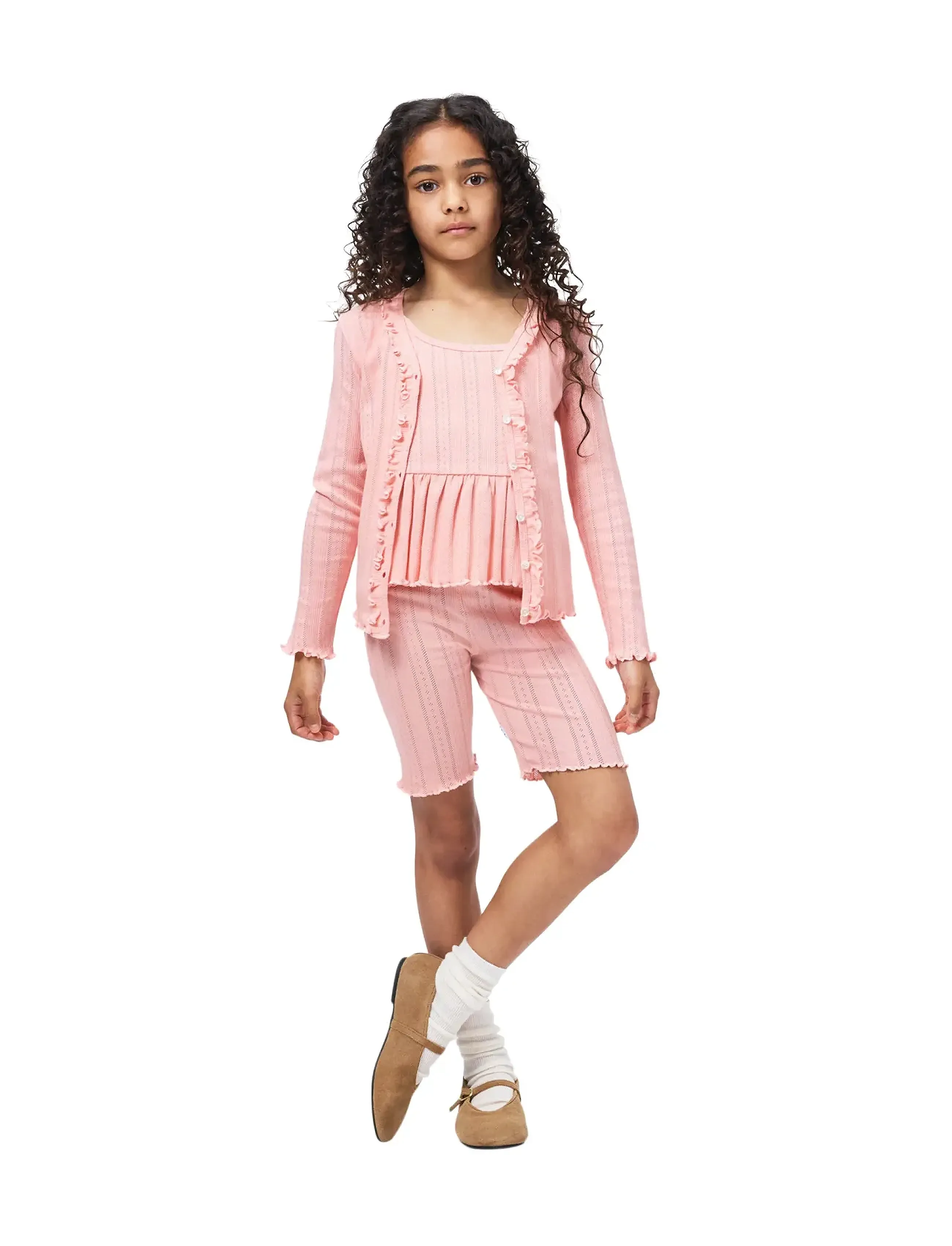 Molo Noella, Børn, Ribbede Cykelshorts, Pink, Str: 122