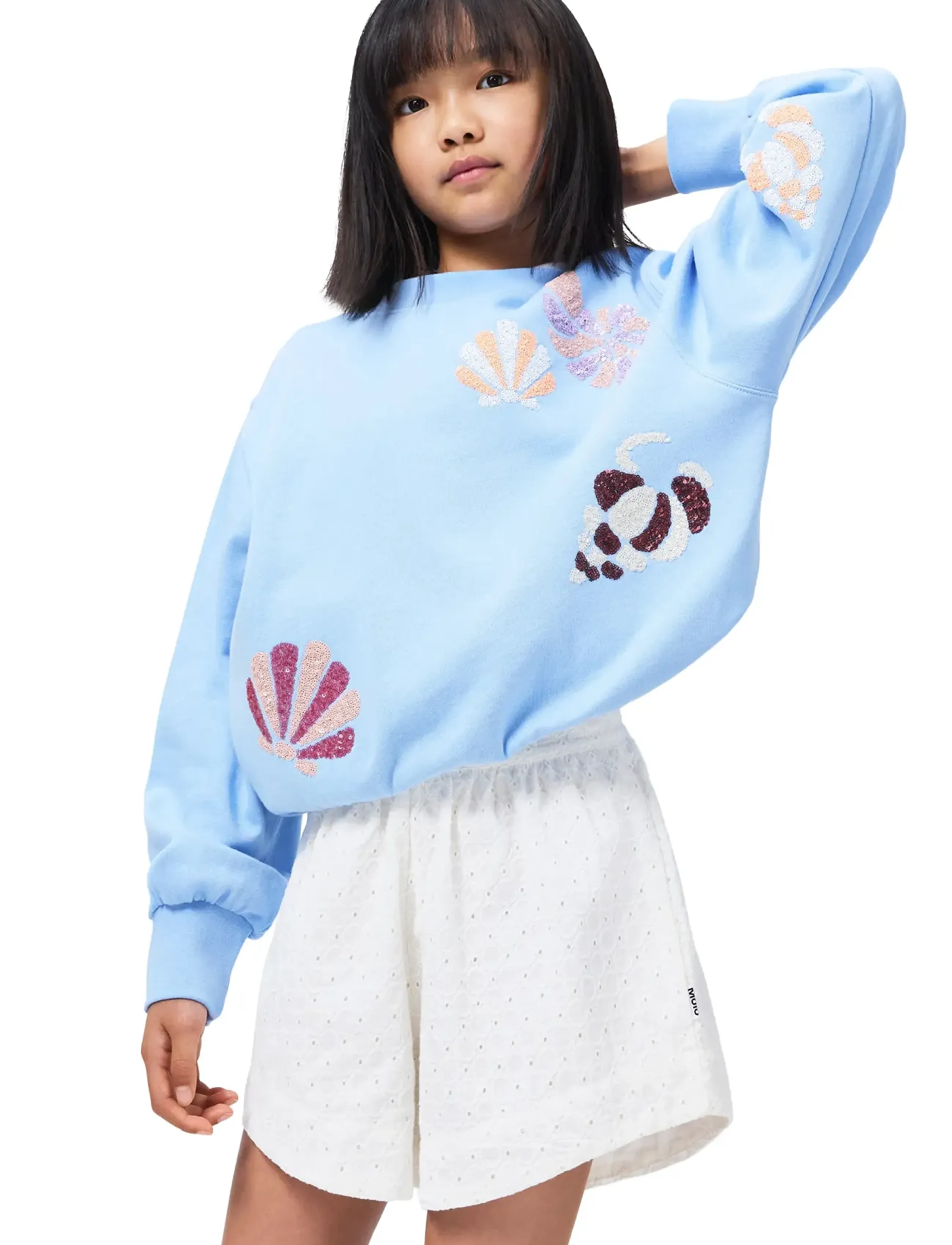 Molo Marge, Børn, Sweatshirt Med Paillet Applikationer, Blå, Str: 116