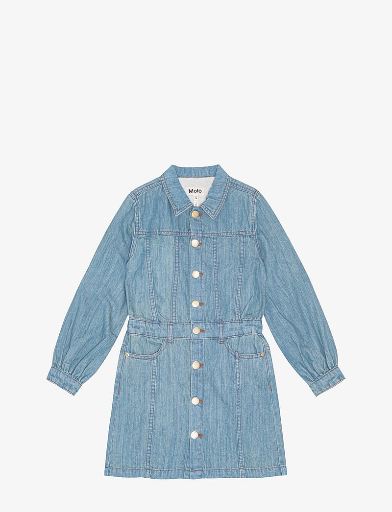 Molo - Chaya - langärmelige freizeitkleider - washed denim blue - 1