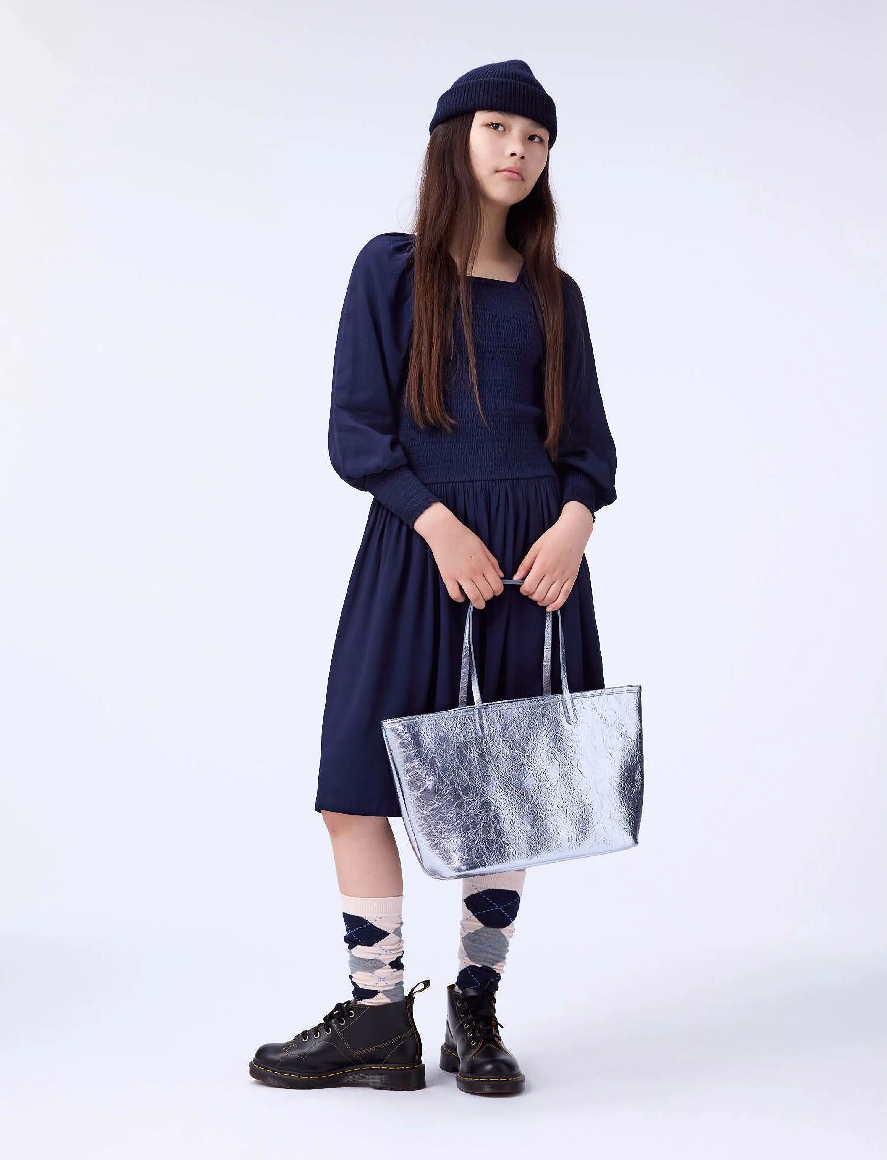 Molo Camitta, Langærmet Smockkjole, Navy, Str: 122/128