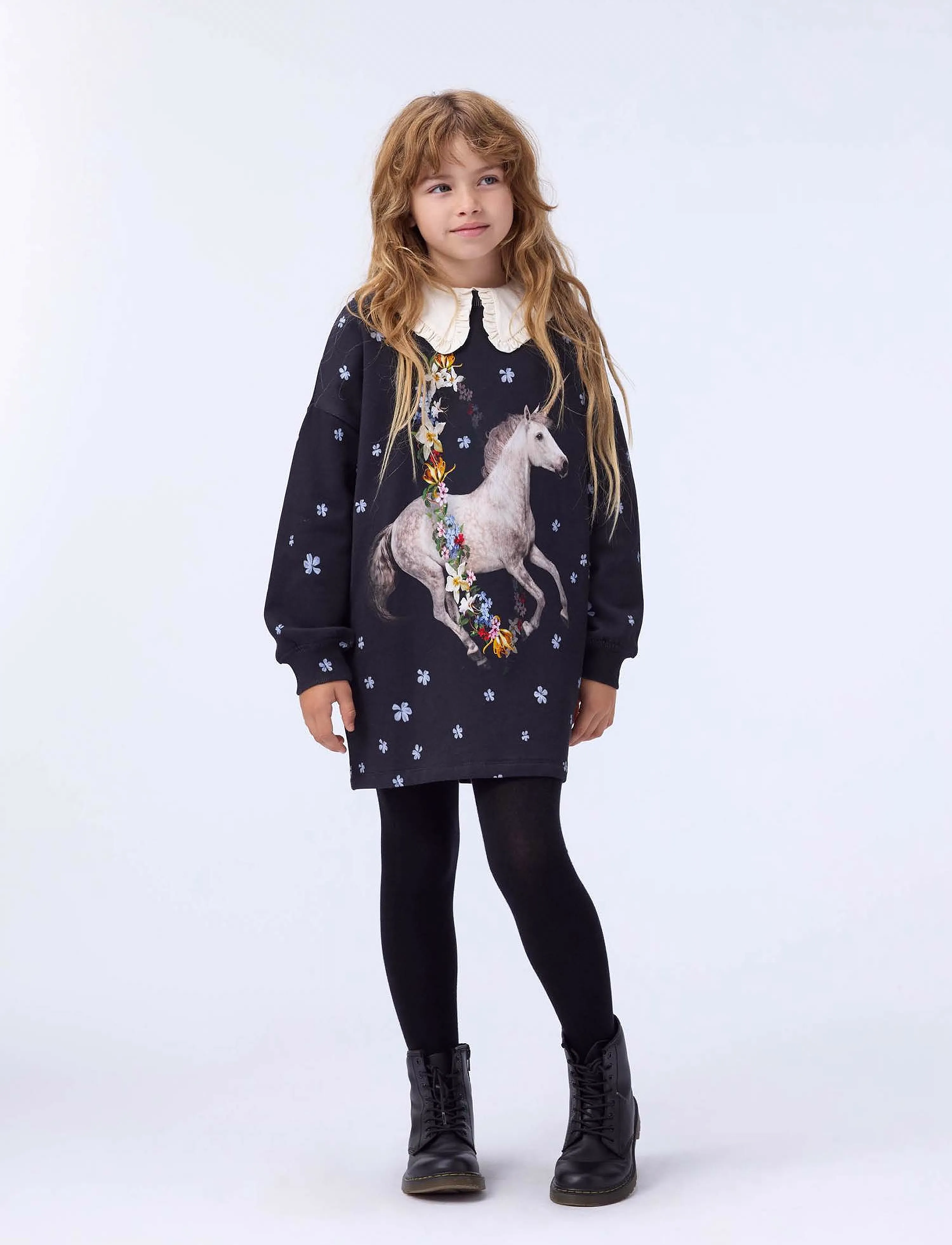 Molo Cyrella, 134/140, Casual Dresses, Schwarz - Long-sleeved Kinder