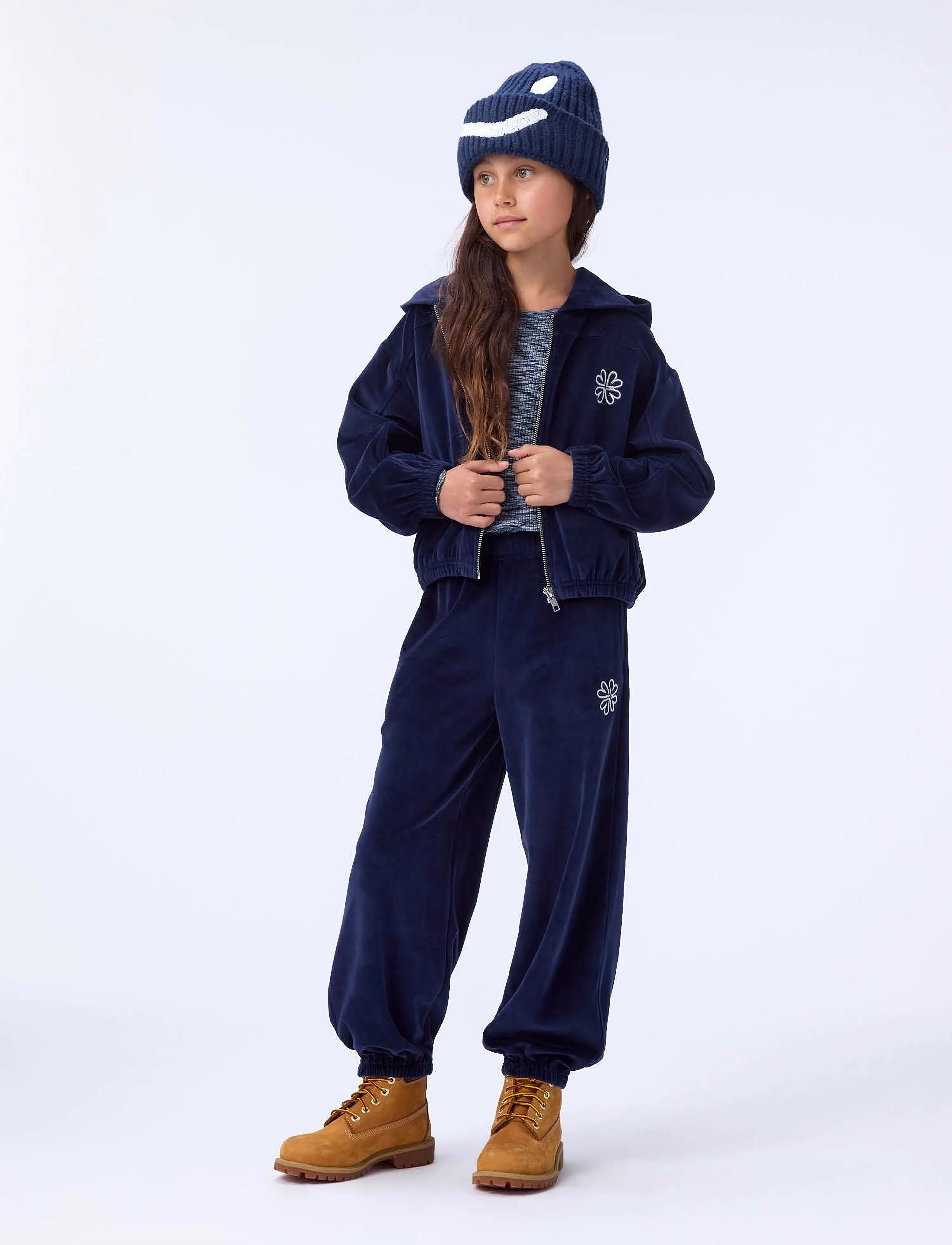 Molo Madeleine, Børn, Fløjl Hættejakke, Navy, Str: 110