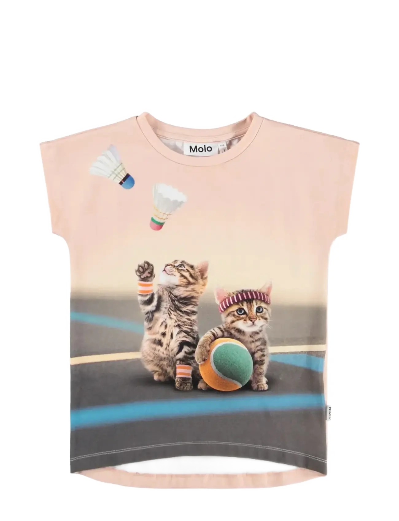 Molo Ragnhilde, Katte Badminton Print T-Shirt, Pink, Str: 92
