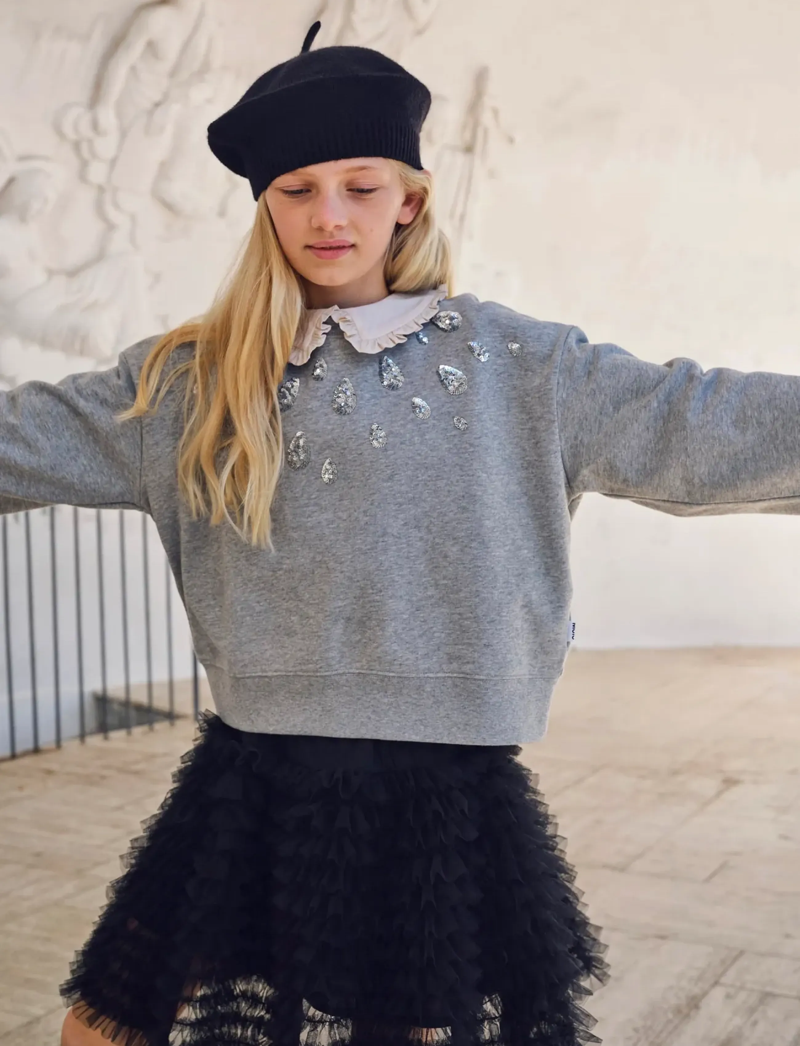 Molo Miki, Børn, Glitter Sweatshirt, Grå, Str: 164