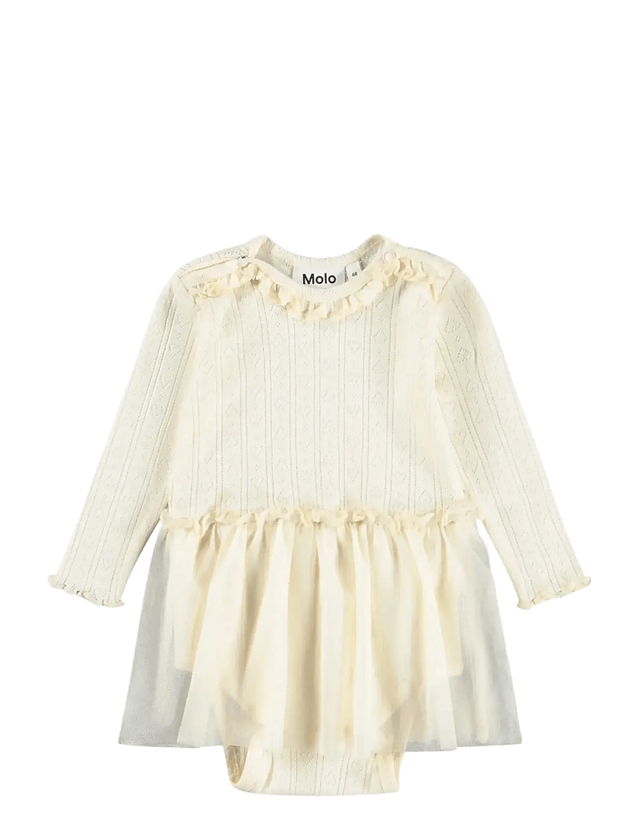 Molo - Frillo - pikkade varrukatega beebi kleidid - pearled ivory - 0