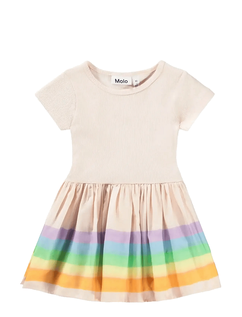Molo - Carin - lühikeste varrukatega beebi kleidid - pink rainbow - 0