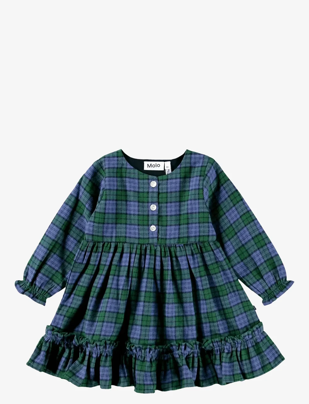 Molo - Cele - långärmade babyklänningar - blue pine check - 0
