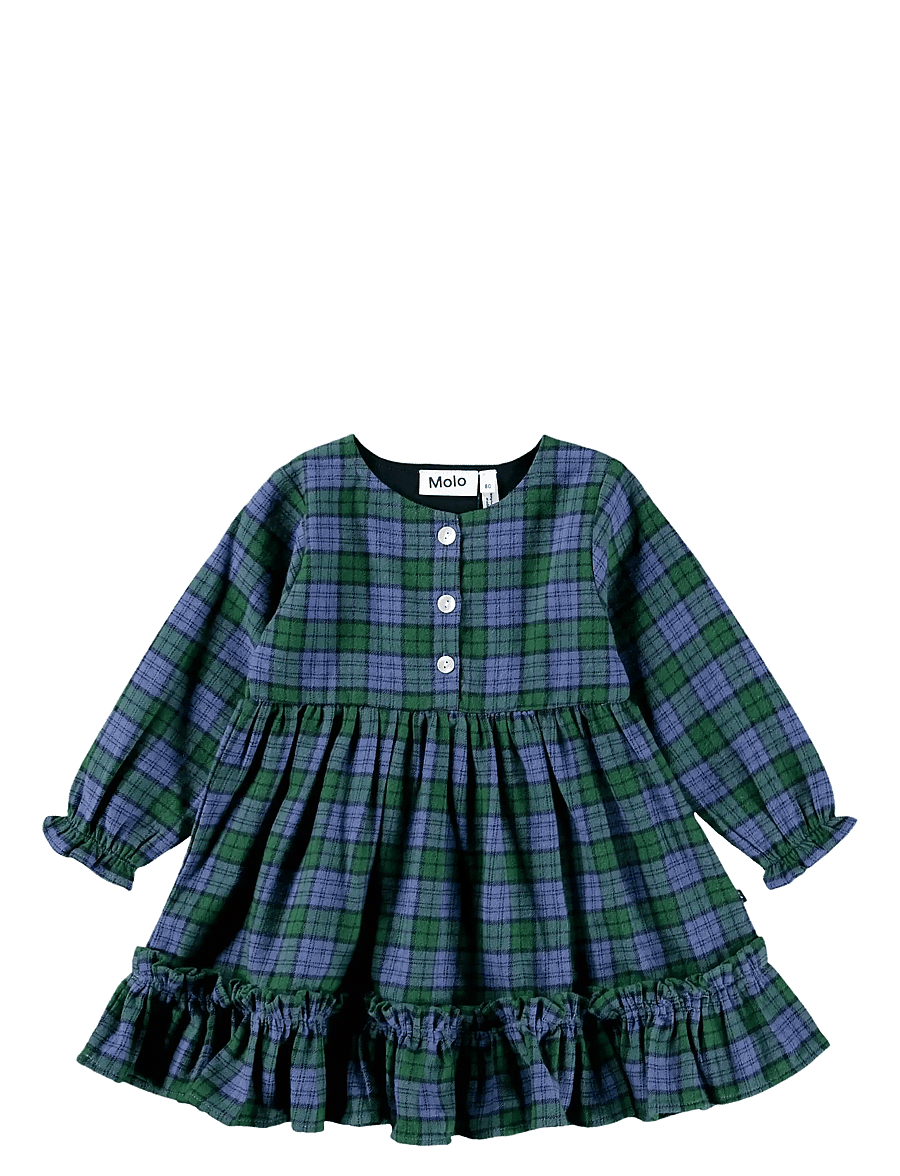 Molo - Cele - långärmade babyklänningar - blue pine check - 0