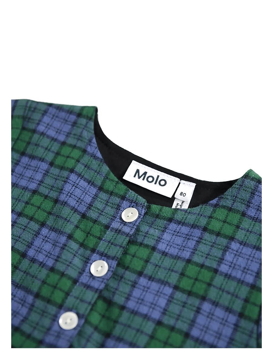 Molo - Cele - långärmade babyklänningar - blue pine check - 2