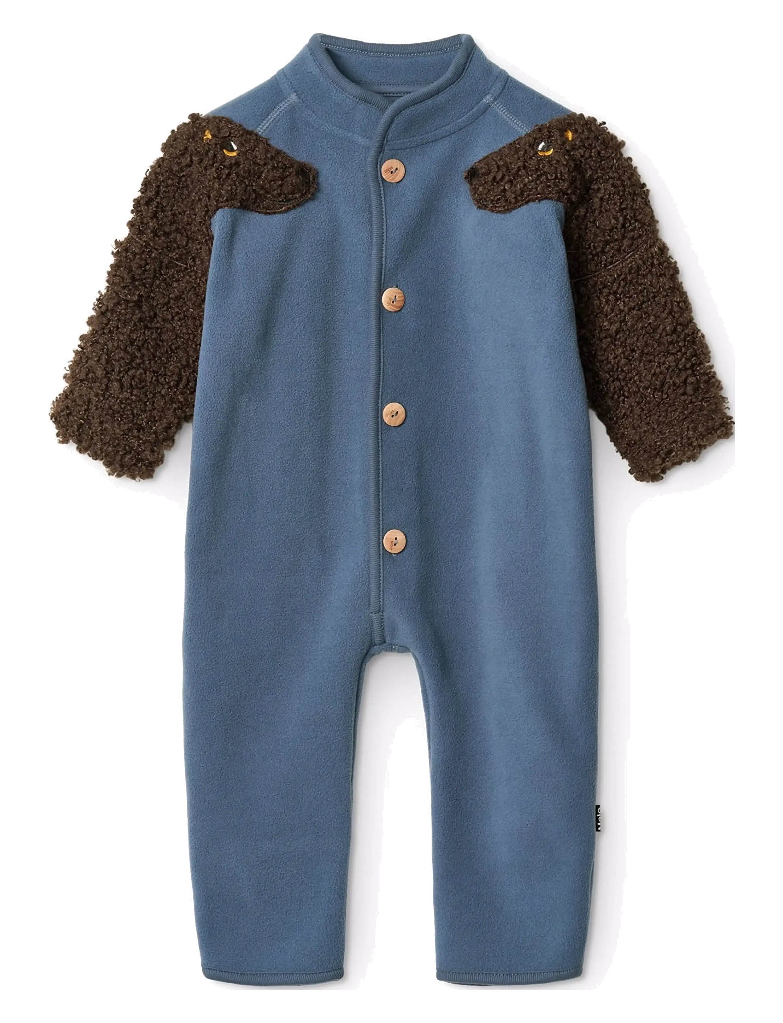 Molo Udo, Børn, Dyreprint Fleece Baby Heldragt, Navy, Str: 74