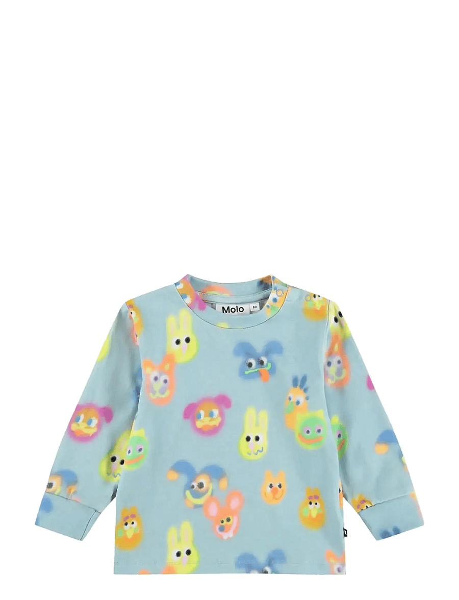 Molo - Eloy - langærmede t-shirts - fuzzy friends - 0