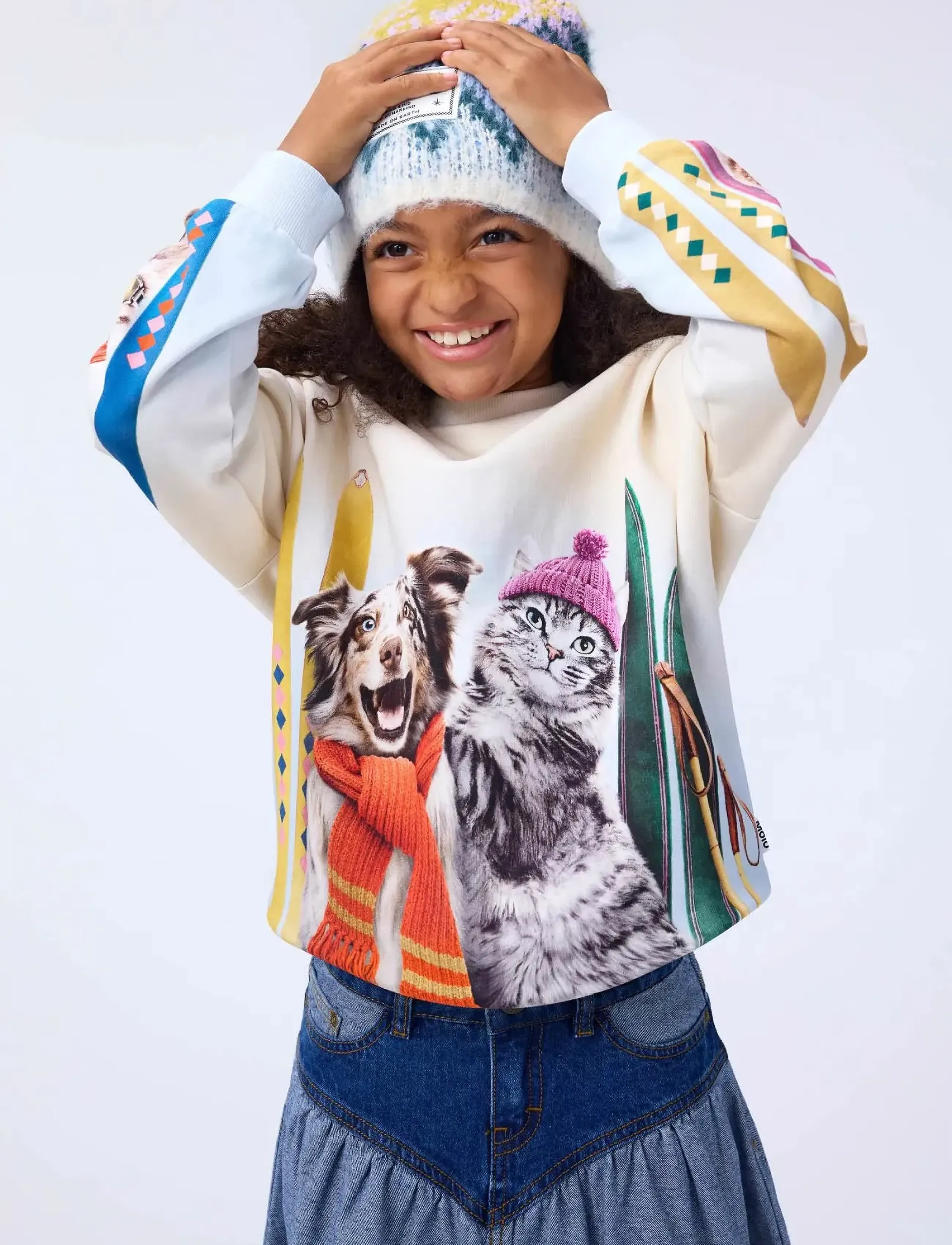 Molo Kavan, Kinder, Gemusterte Strickmütze, Blau, Gr.5-9Y