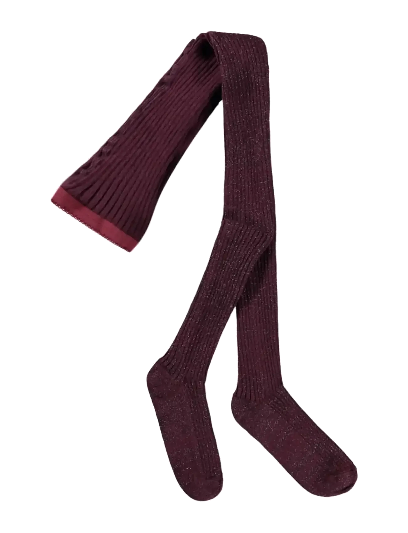 Molo Glitter Rib Tights, 74/80, Socken & Strumpfhosen, Burgunderrot - Kinder