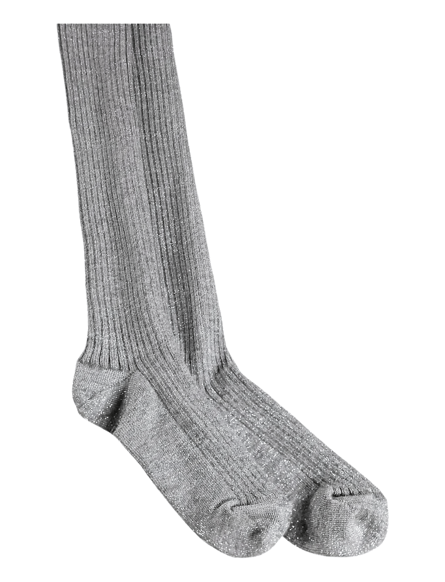 Molo - Glitter Rib Tights - strumpbyxor - grey melange - 1