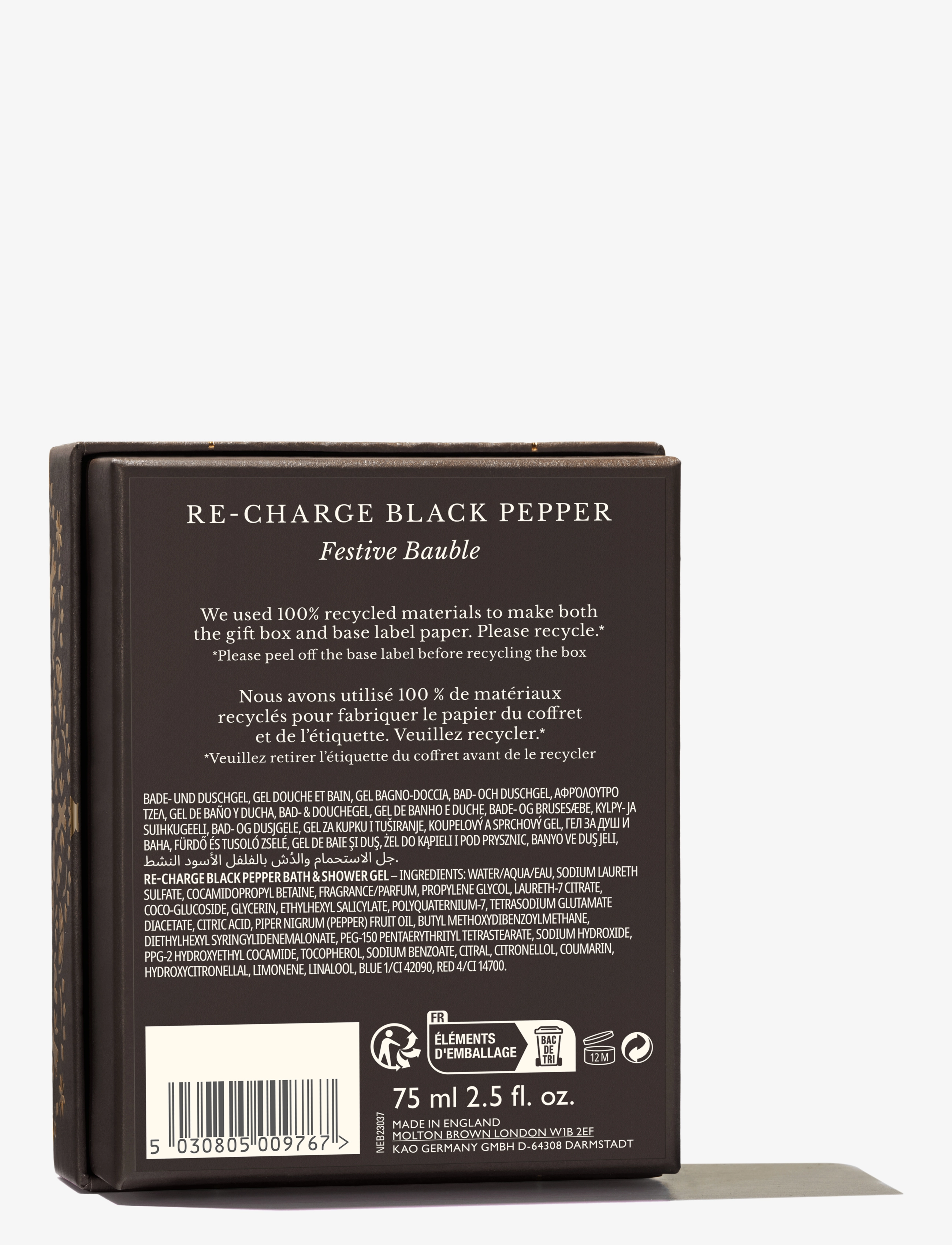 Molton Brown - Re-charge Black Pepper Festive Bauble - duschgel & duscholjor  - clear - 3
