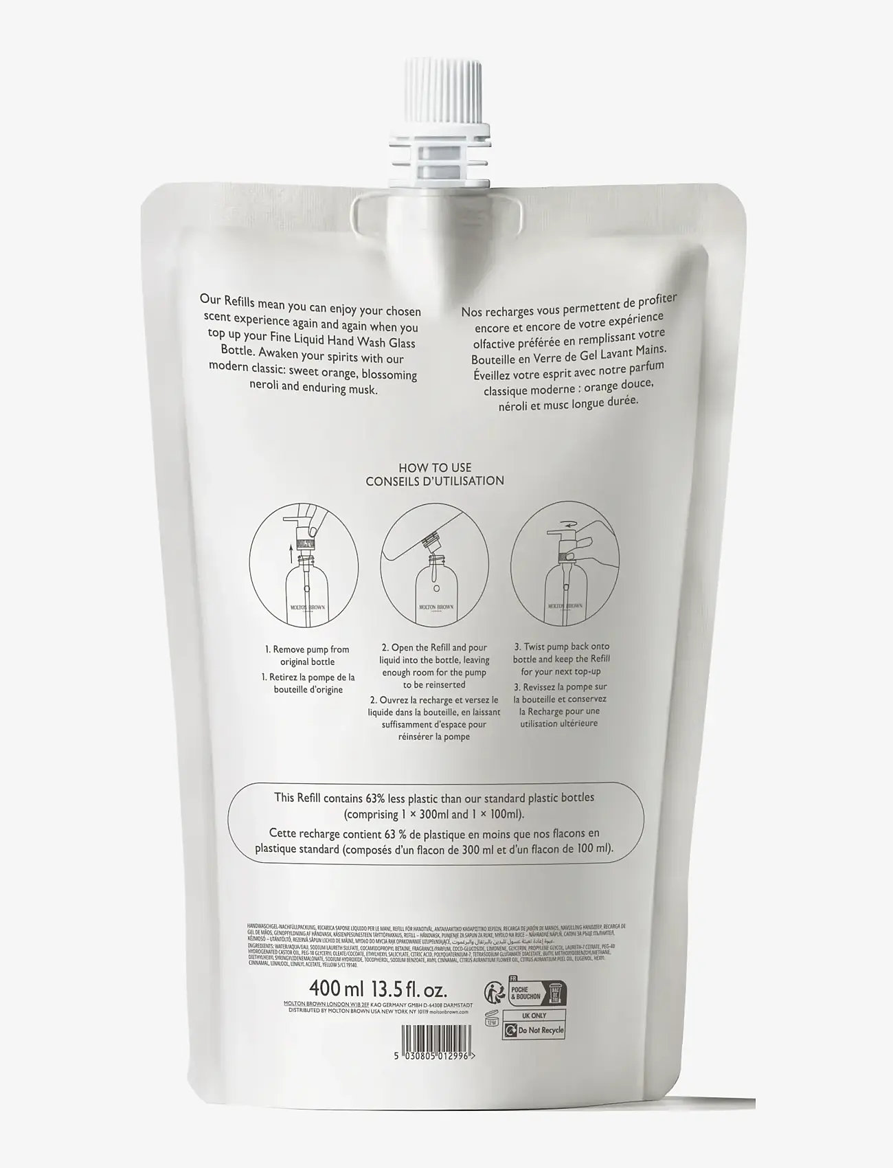 Molton Brown - Orange & Bergamot Fine Liquid Hand Wash Refill - såpe refill - clear - 1