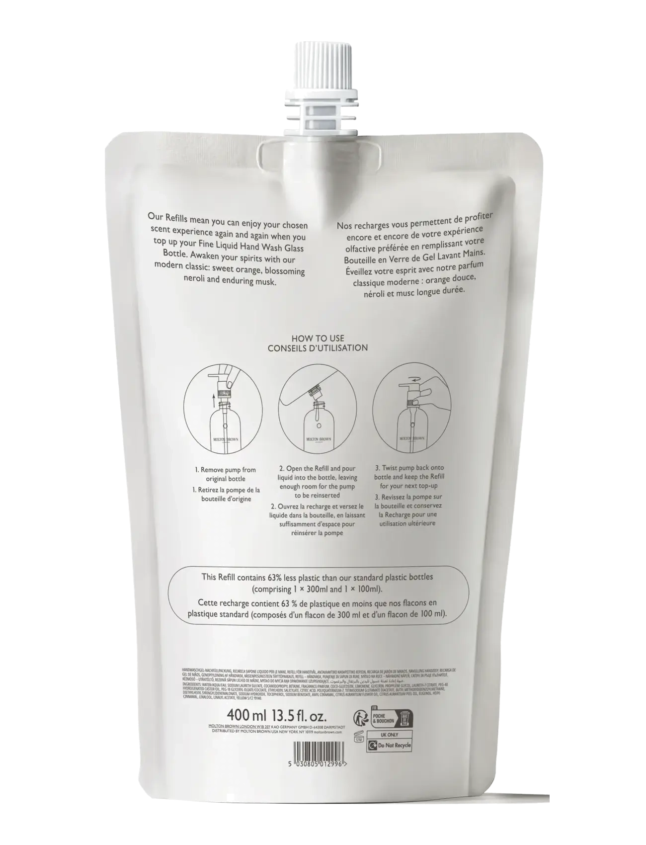 Molton Brown - Orange & Bergamot Fine Liquid Hand Wash Refill - såpe refill - clear - 1