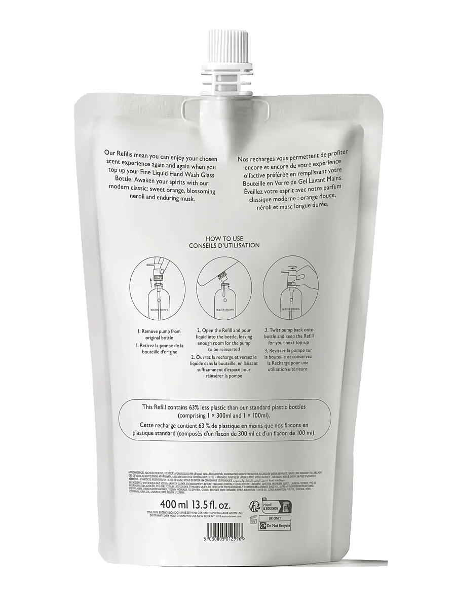 Molton Brown - Orange & Bergamot Fine Liquid Hand Wash Refill - käteseebi täitepakid - clear - 1