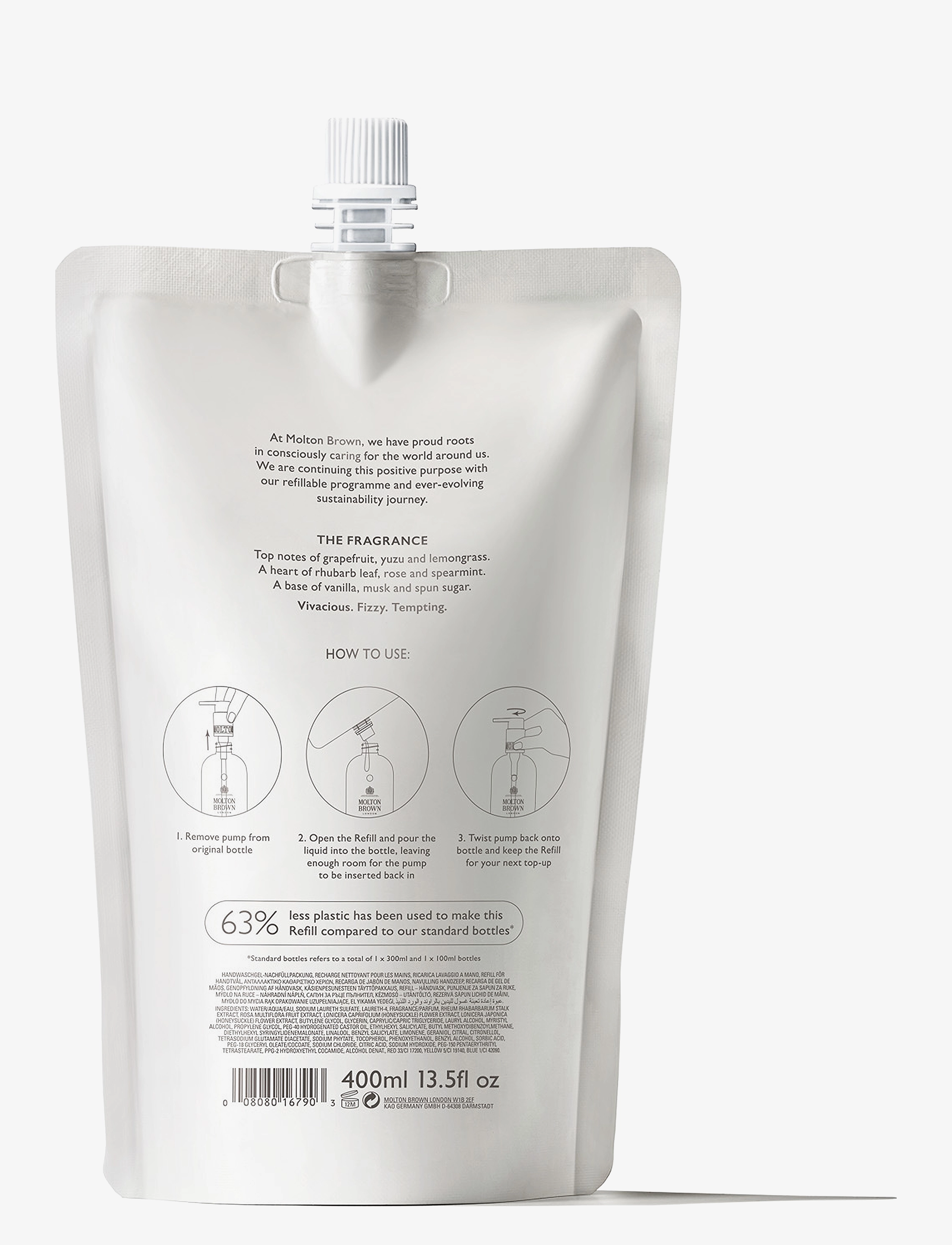 Molton Brown - Delicious Rhubarb & Rose Fine Liquid Hand Wash Refill - sæbe refills - clear - 1