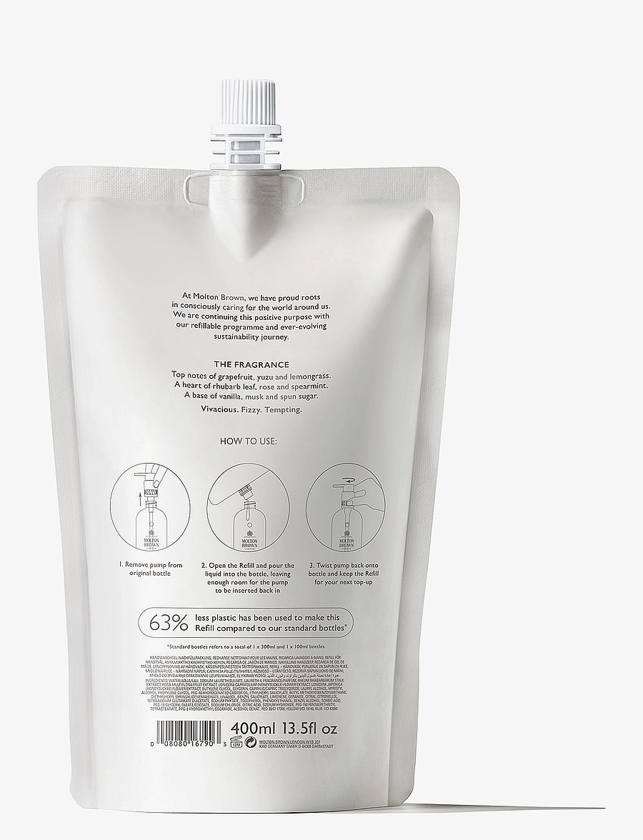 Molton Brown - Delicious Rhubarb & Rose Fine Liquid Hand Wash Refill - käteseebi täitepakid - clear - 1