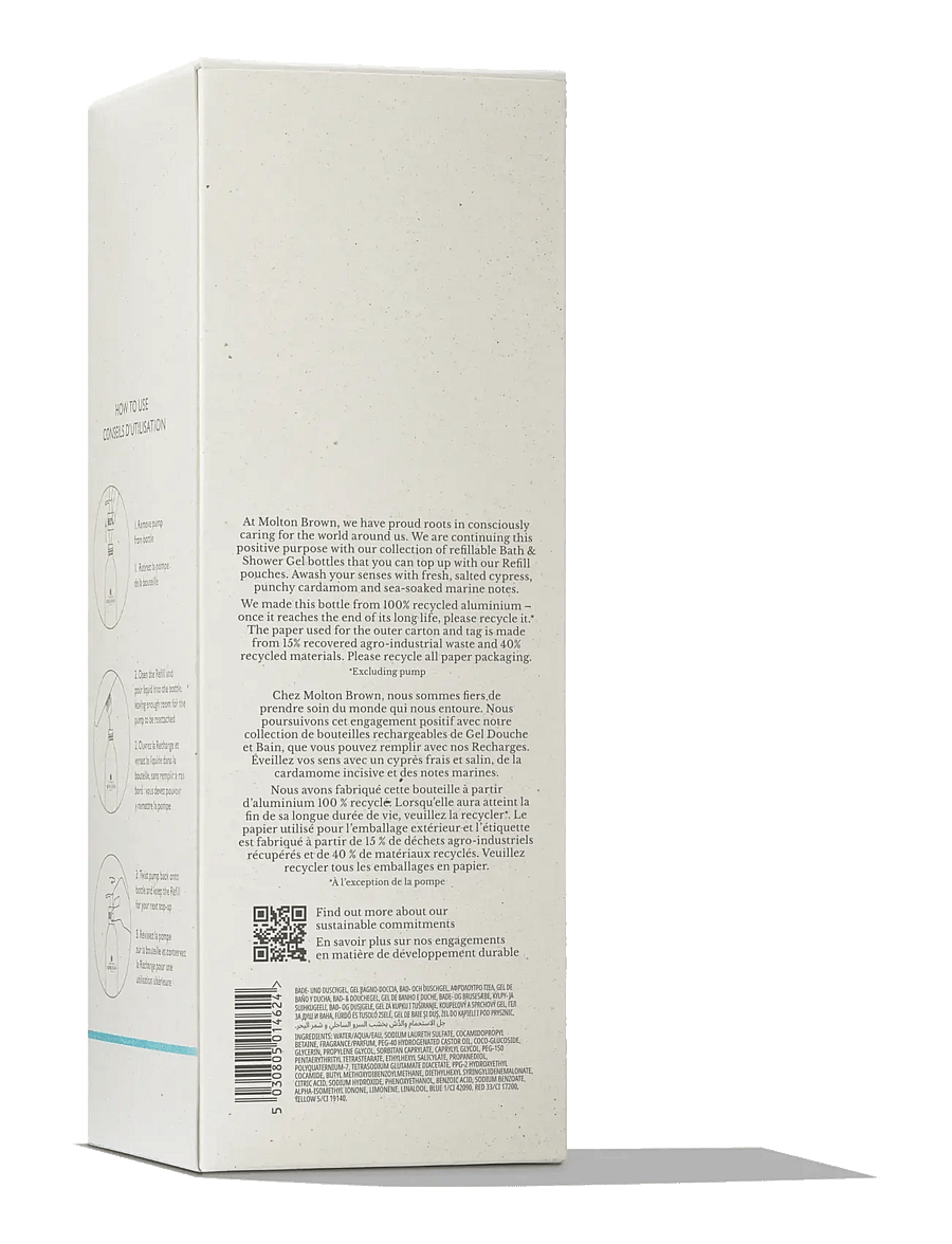 Molton Brown - Infinite Bottle Coastal Cypress & Sea Fennel Bath & Shower Gel - vann ja dušš - clear - 2