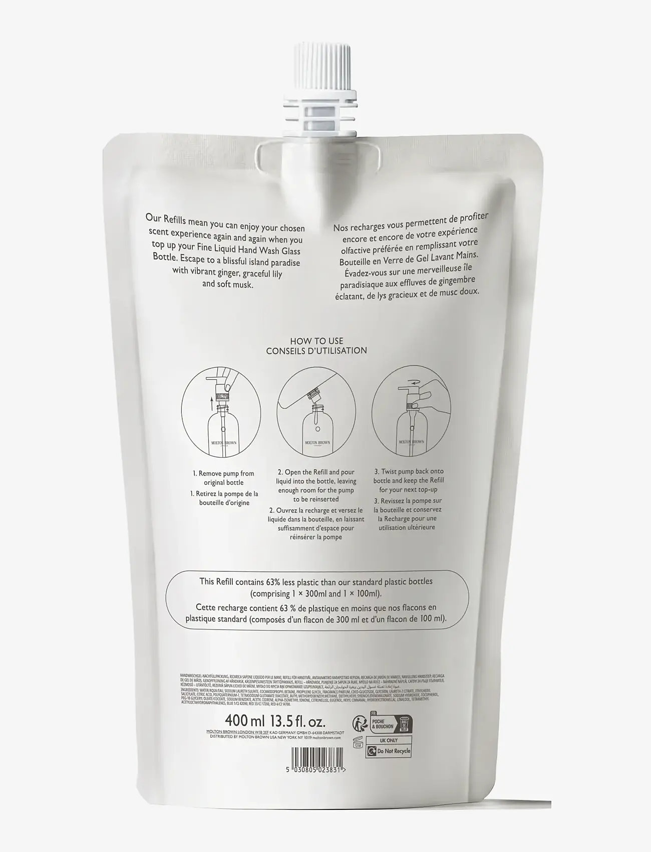 Molton Brown - Heavenly Gingerlily Fine Liquid Hand Wash Refill - fljótandi sápa - clear - 1