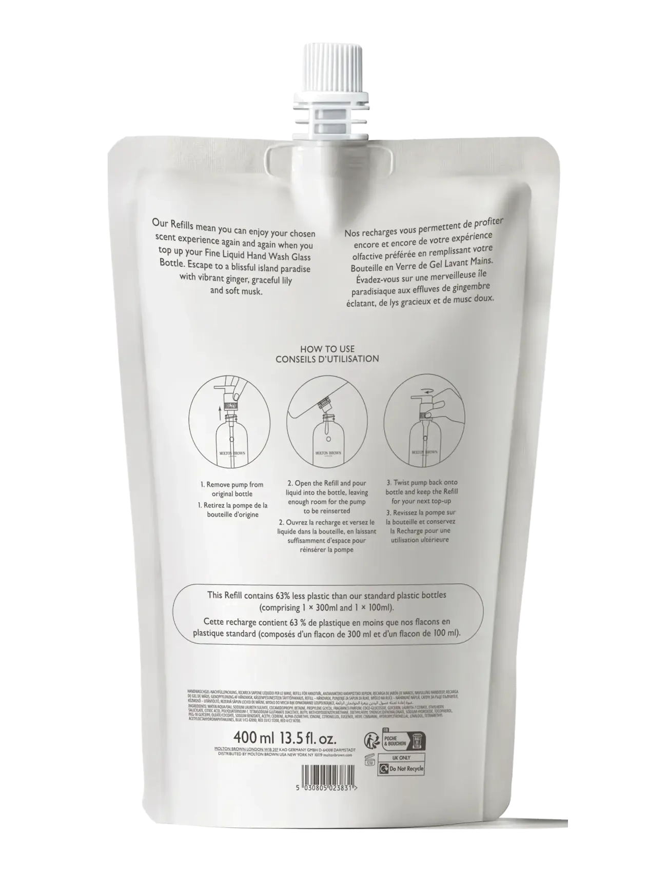 Molton Brown - Heavenly Gingerlily Fine Liquid Hand Wash Refill - fljótandi sápa - clear - 1