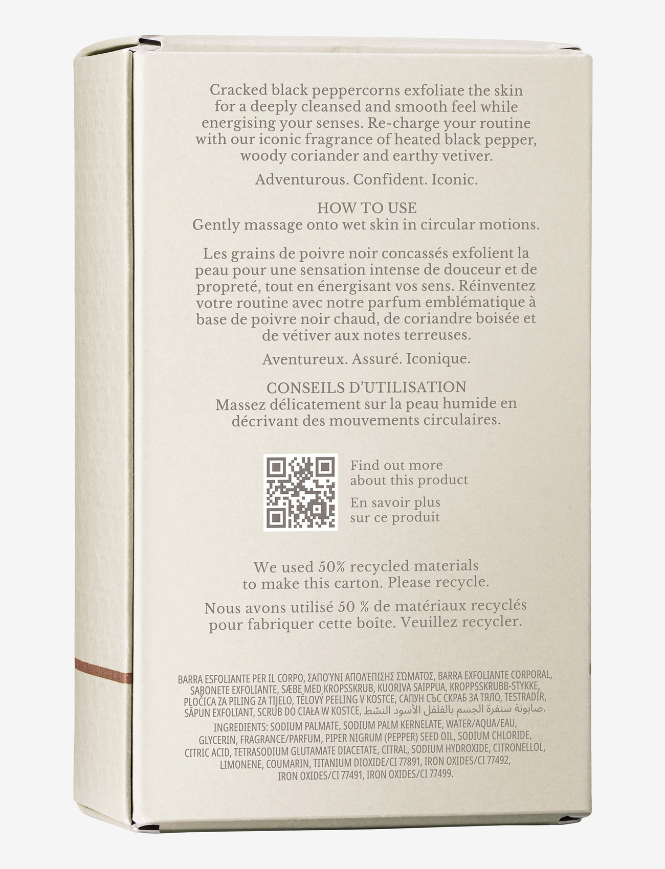 Molton Brown - Re-charge Black Pepper Bodyscrub Bar - skrub & exfoliering - krop - clear - 4