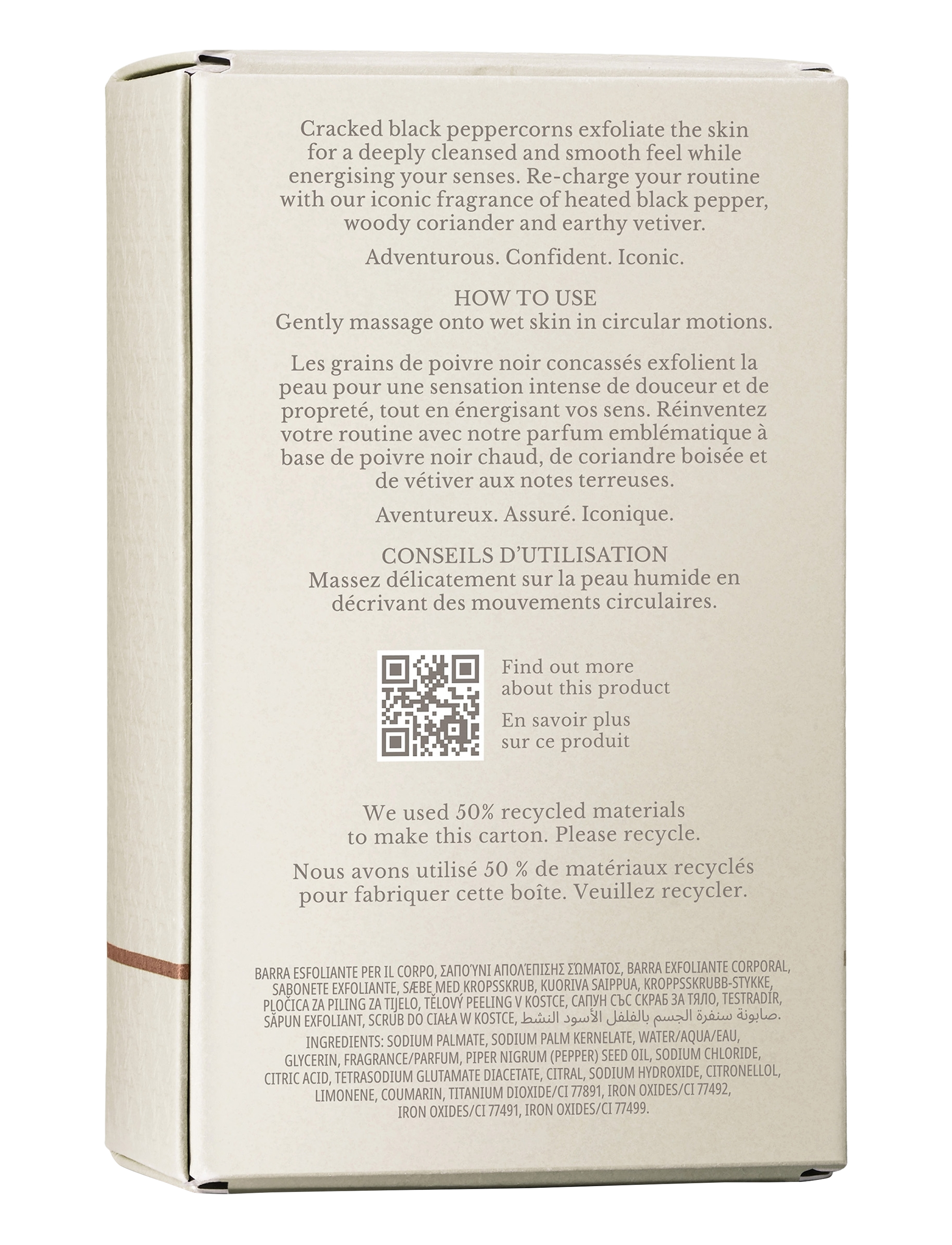 Molton Brown - Re-charge Black Pepper Bodyscrub Bar - skrubb & exfoliators - kropp  - clear - 4