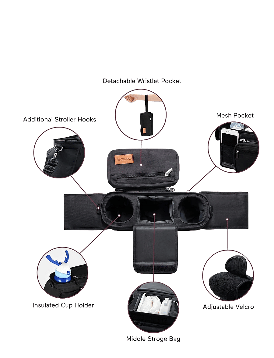 Momcozy - Momcozy Cup Holders Stroller Organizer - black - 2