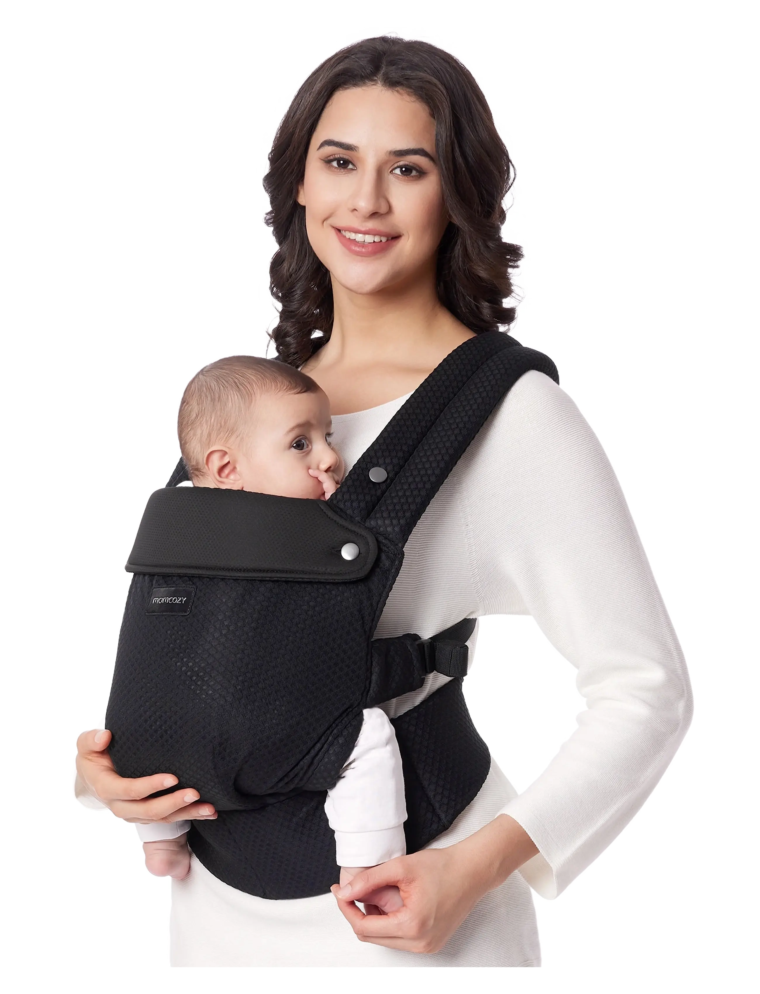 Momcozy - Momcozy  Newborn to Toddler Air Mesh Soft Structured Carrier Black - bæreseler - black - 2