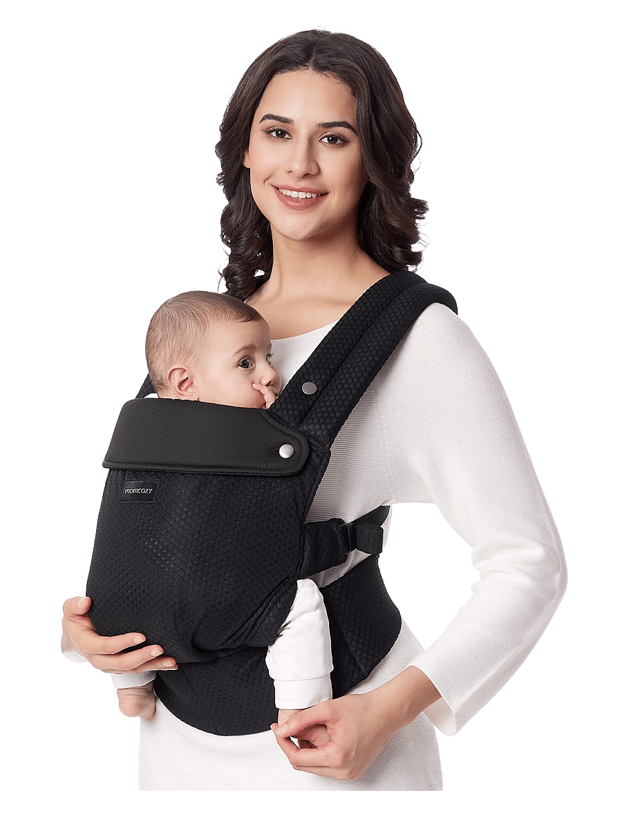 Momcozy - Momcozy Newborn to Toddler Air Mesh Soft Structured Carrier Black - bæreseler - black - 2