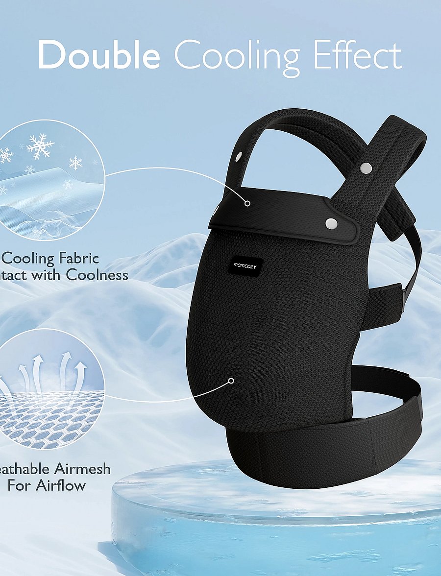 Momcozy - Momcozy Newborn to Toddler Air Mesh Soft Structured Carrier Black - babytragen - black - 4