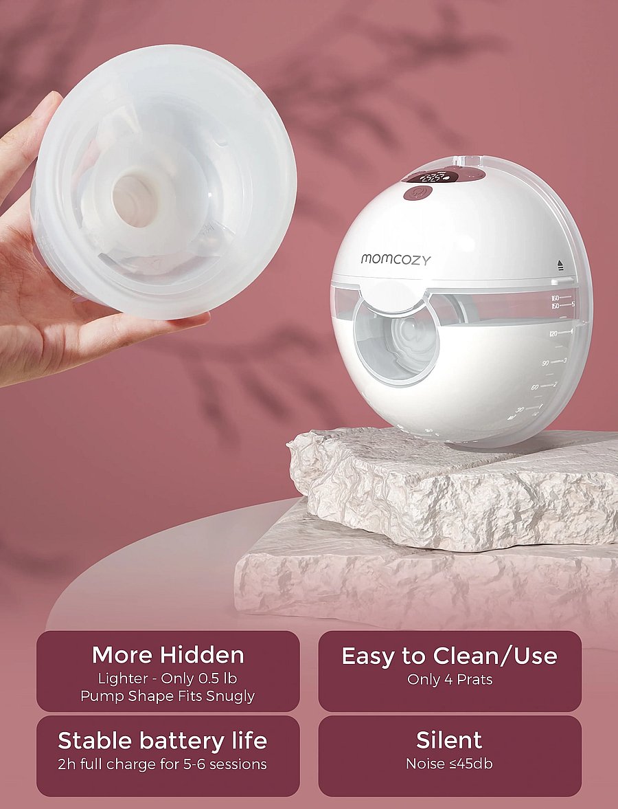 Momcozy - Momcozy M5 Single Pack Wearable Breast Pump Red - brystpumper og tilbehør - red - 0