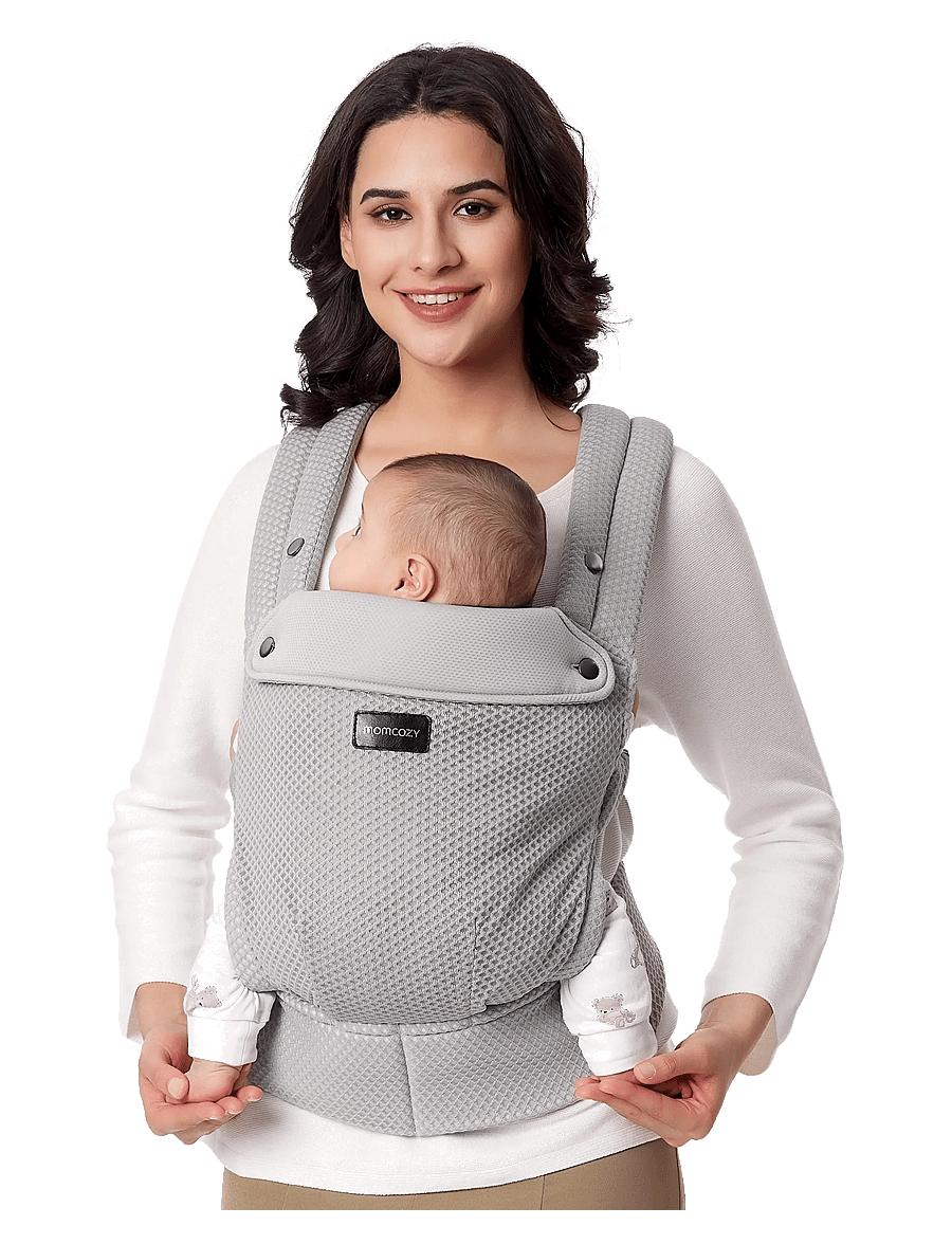 Momcozy - Momcozy Newborn to Toddler Air Mesh Soft Structured Carrier Grey - babytragen - grey - 1