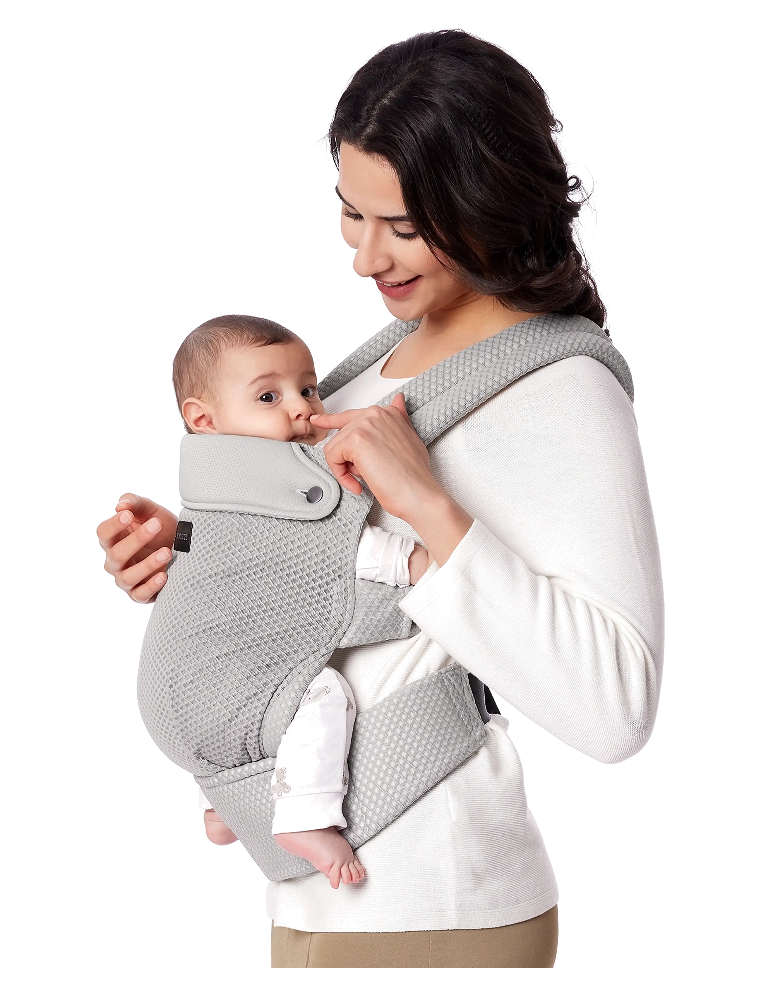 Momcozy - Momcozy  Newborn to Toddler Air Mesh Soft Structured Carrier Grey - babytragen - grey - 2