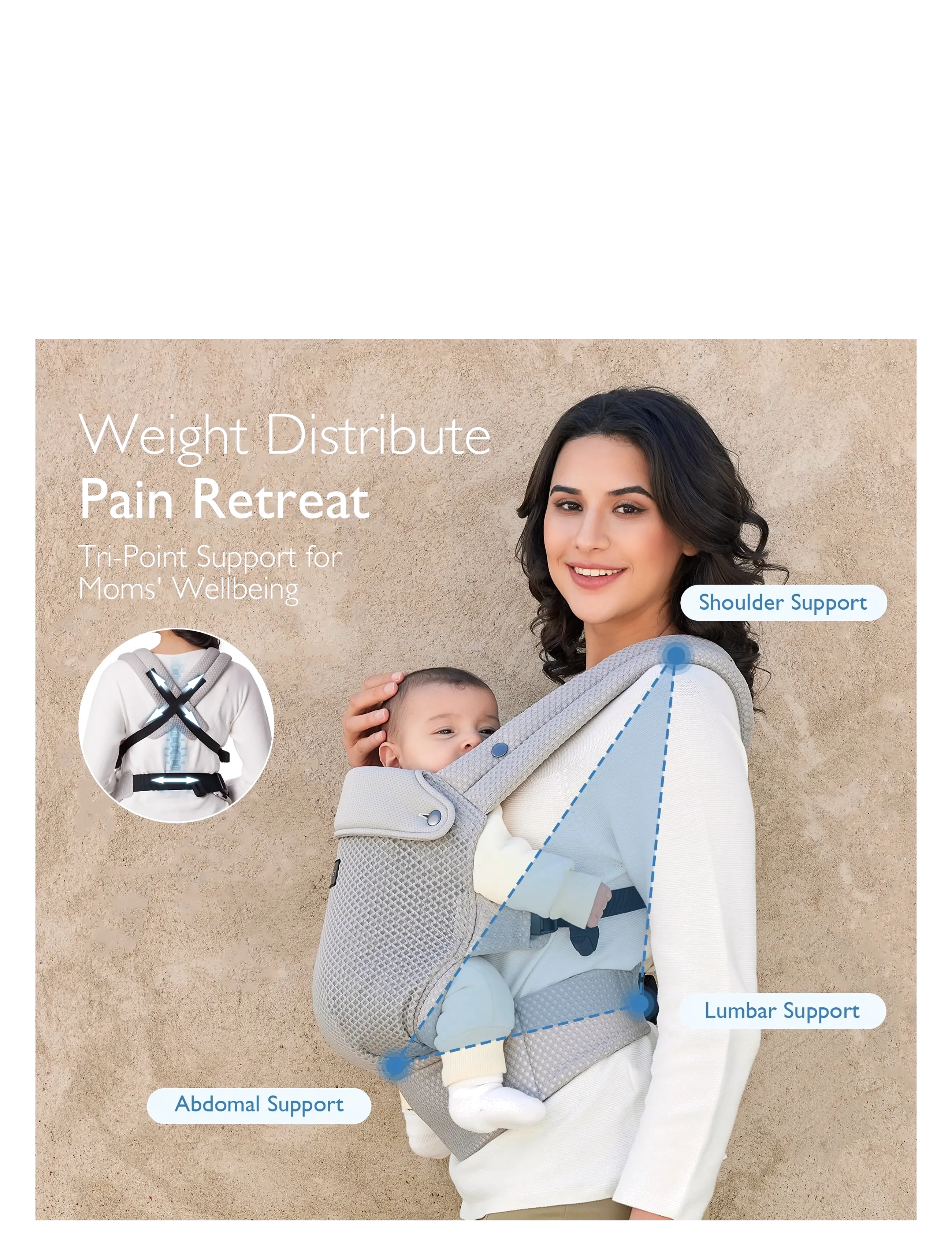 Momcozy - Newborn to Toddler Air Mesh Soft Structured Carrier Grey - grey - 0