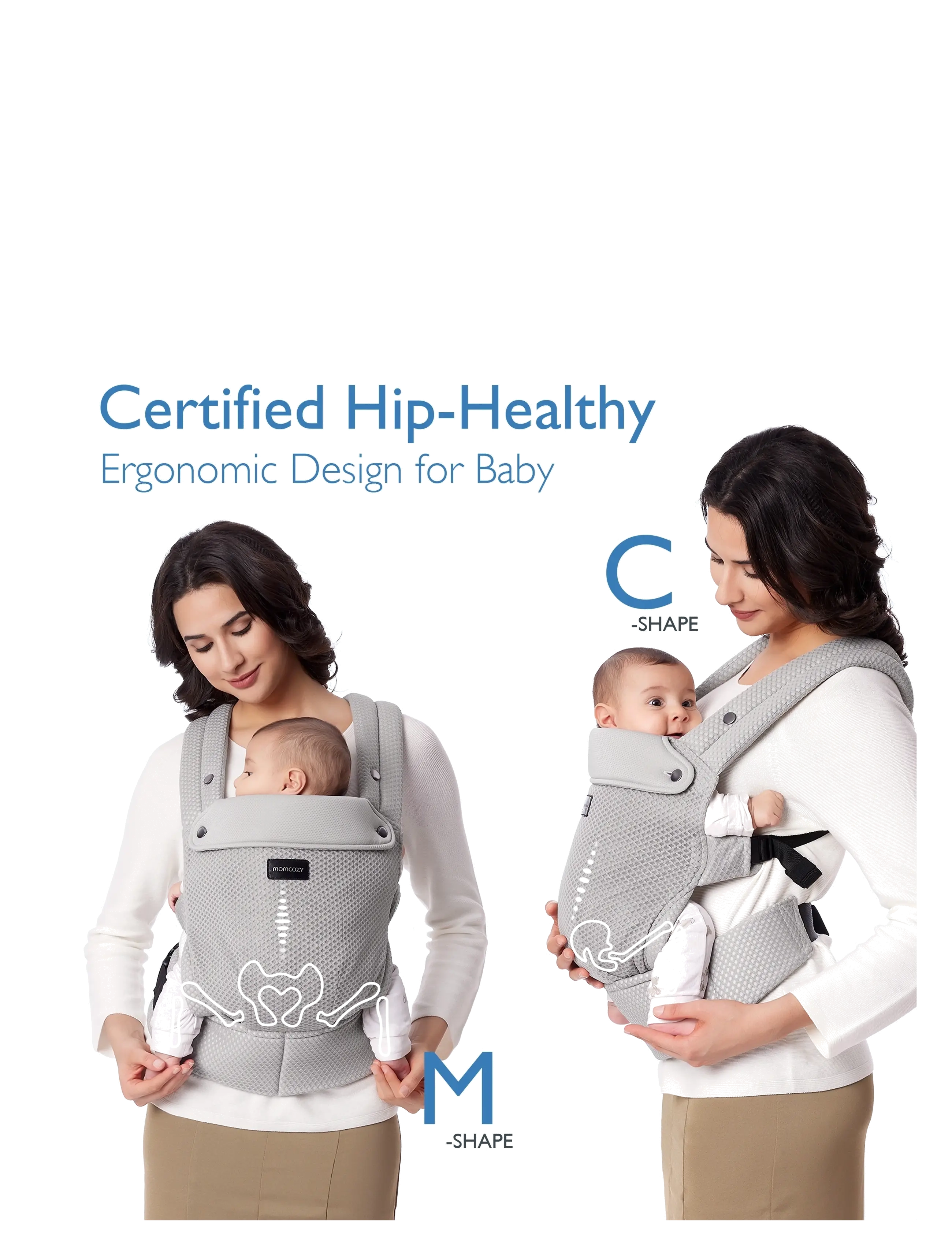 Momcozy - Newborn to Toddler Air Mesh Soft Structured Carrier Grey - grey - 4