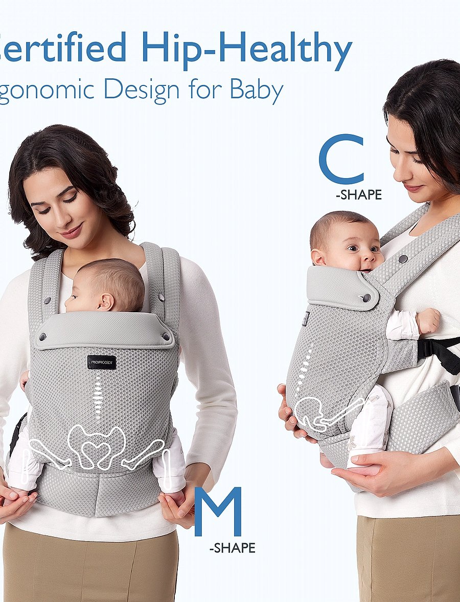 Momcozy - Momcozy Newborn to Toddler Air Mesh Soft Structured Carrier Grey - babytragen - grey - 4