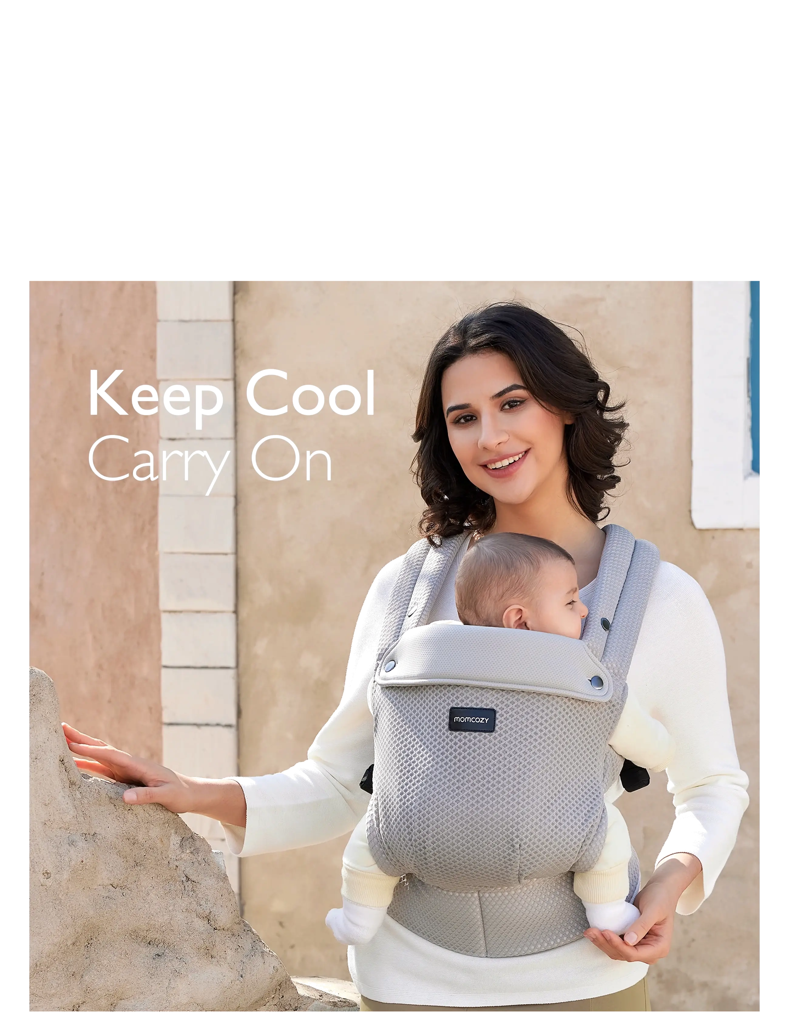 Momcozy - Newborn to Toddler Air Mesh Soft Structured Carrier Grey - grey - 5
