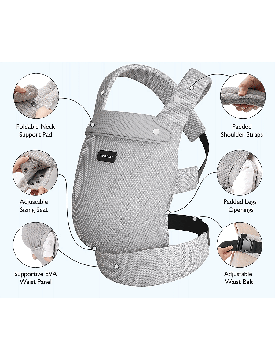 Momcozy - Momcozy Newborn to Toddler Air Mesh Soft Structured Carrier Grey - babytragen - grey - 3