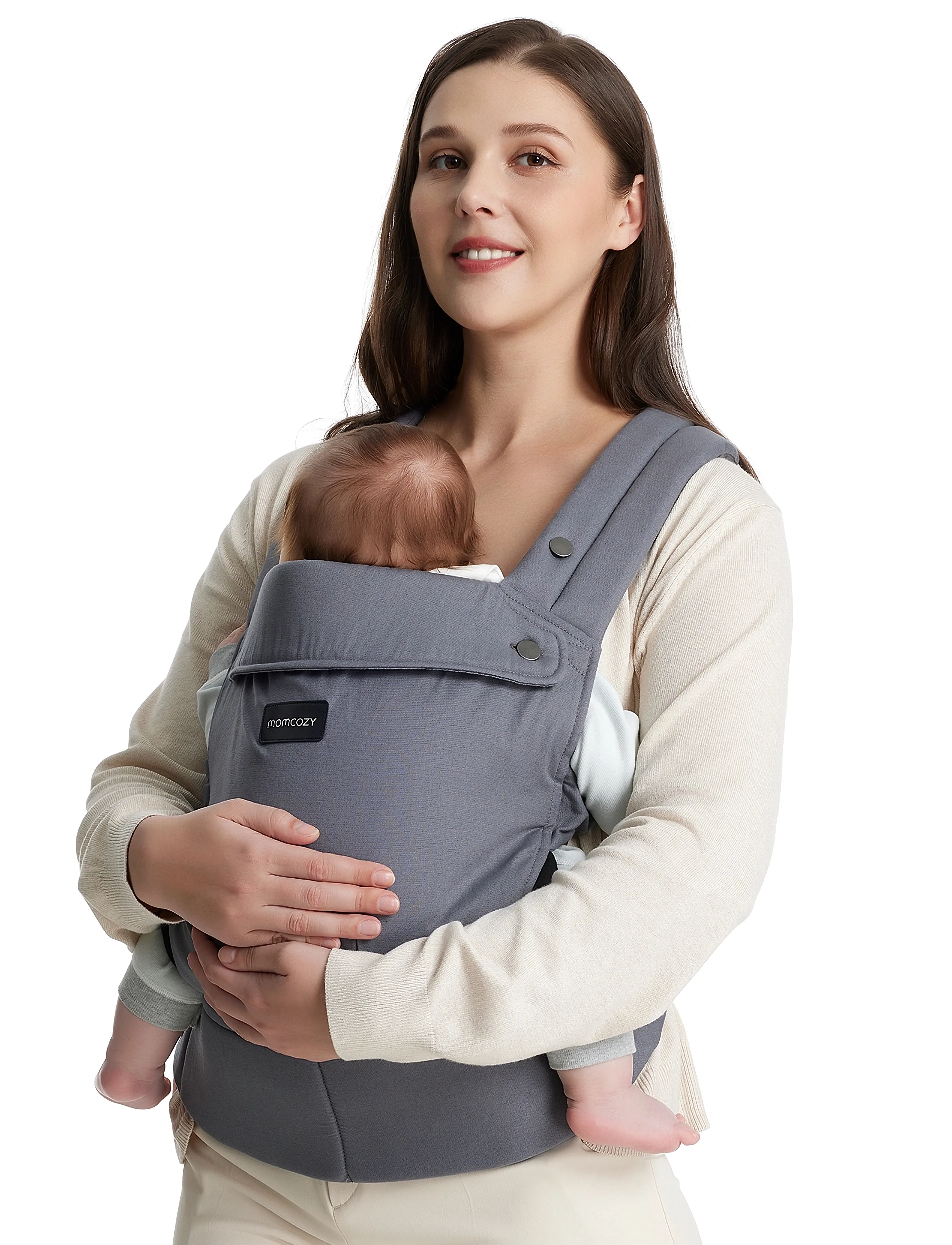 Momcozy Momcozy Newborn To Toddler Cotton Soft Structured Carrier Grey, One Size, Grey, Baby Og Graviditet > Baby Carriers & Baby Wraps, Børn