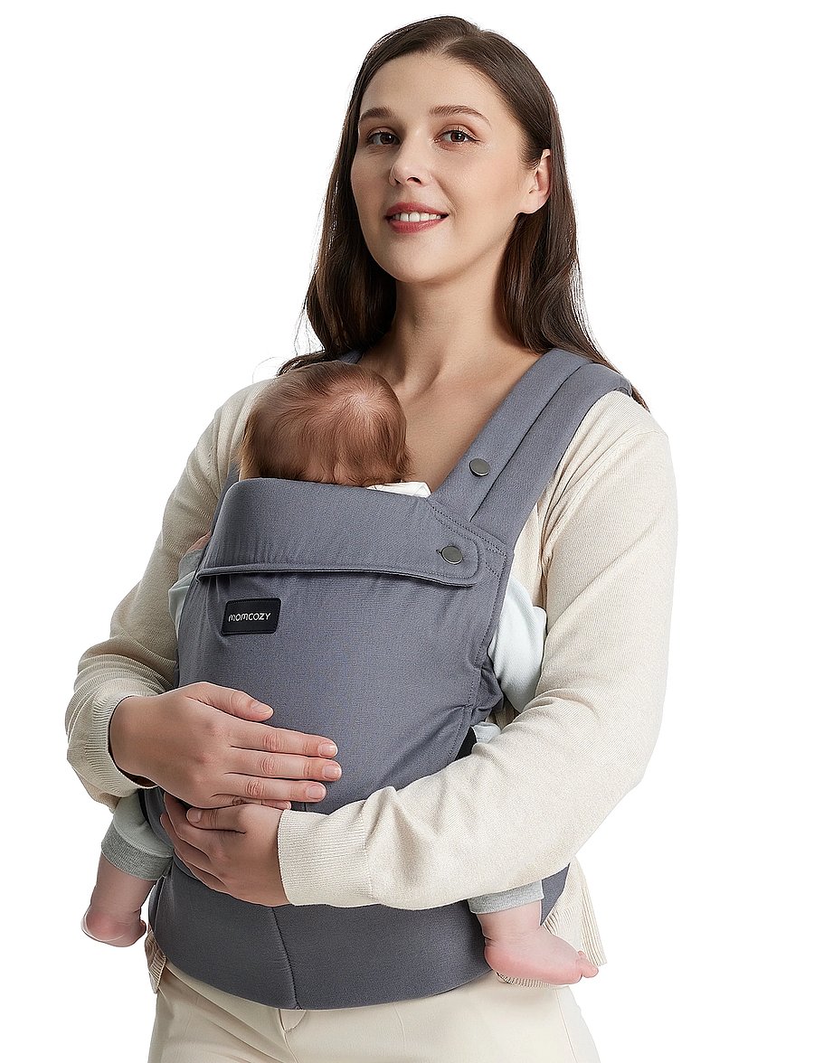 Momcozy - Momcozy Newborn to Toddler Cotton Soft Structured Carrier Grey - bæreseler - grey - 0