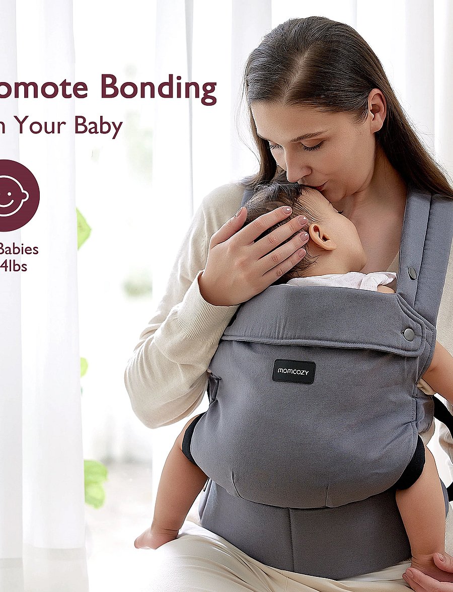 Momcozy - Momcozy Newborn to Toddler Cotton Soft Structured Carrier Grey - bæreseler - grey - 2
