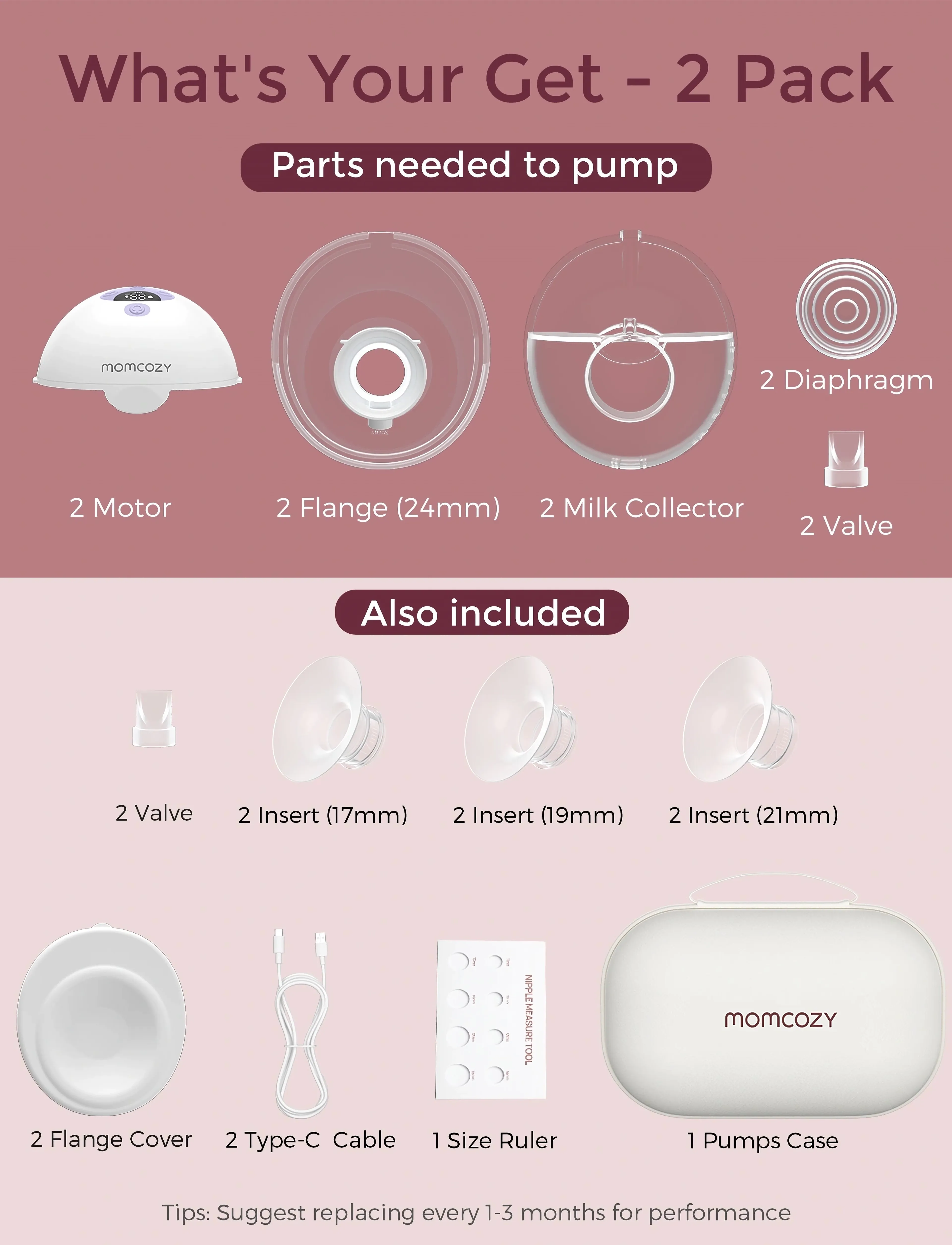 Momcozy - Momcozy  M5 Double Packs Wearable Breast Pump Purple - purple - 3