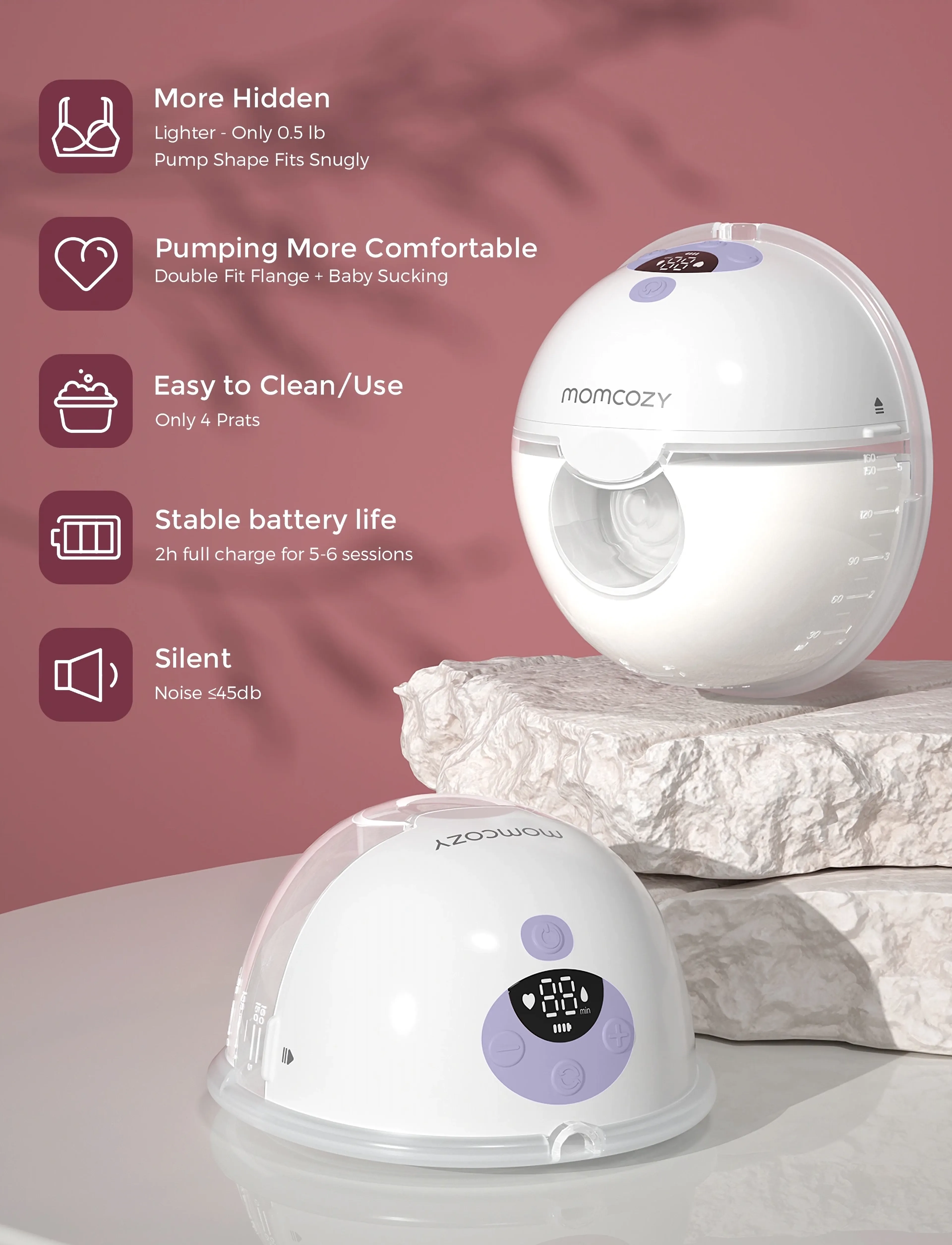 Momcozy - Momcozy  M5 Double Packs Wearable Breast Pump Purple - purple - 5