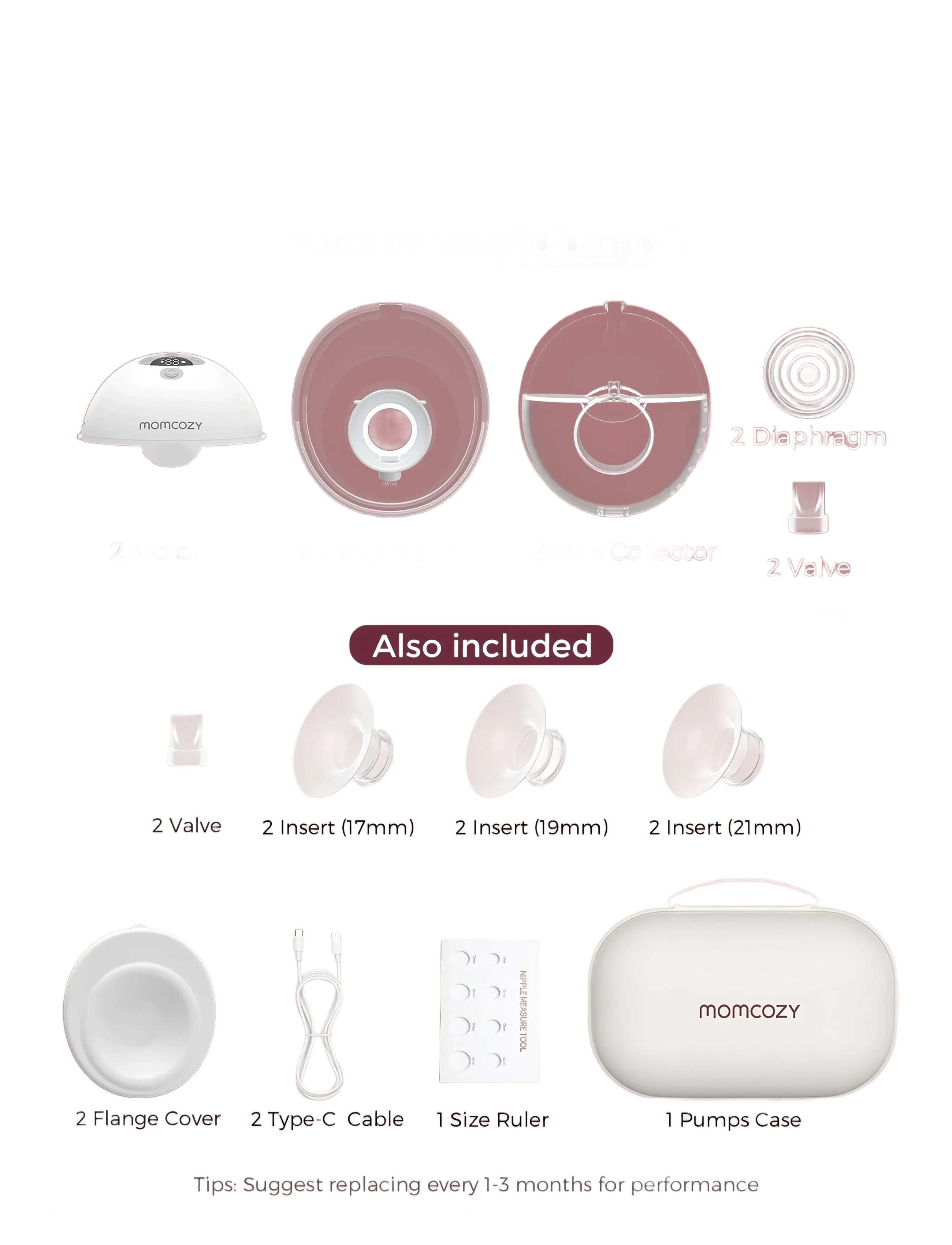 Momcozy - Momcozy  M5 Double Packs Wearable Breast Pump Grey - grey - 2