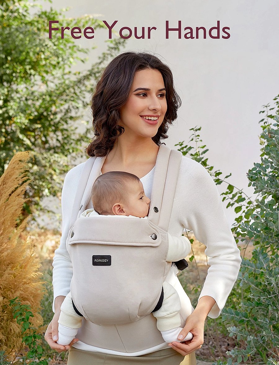 Momcozy - Momcozy Newborn to Toddler Cotton Soft Structured Carrier Khaki - babytragen - khaki - 5